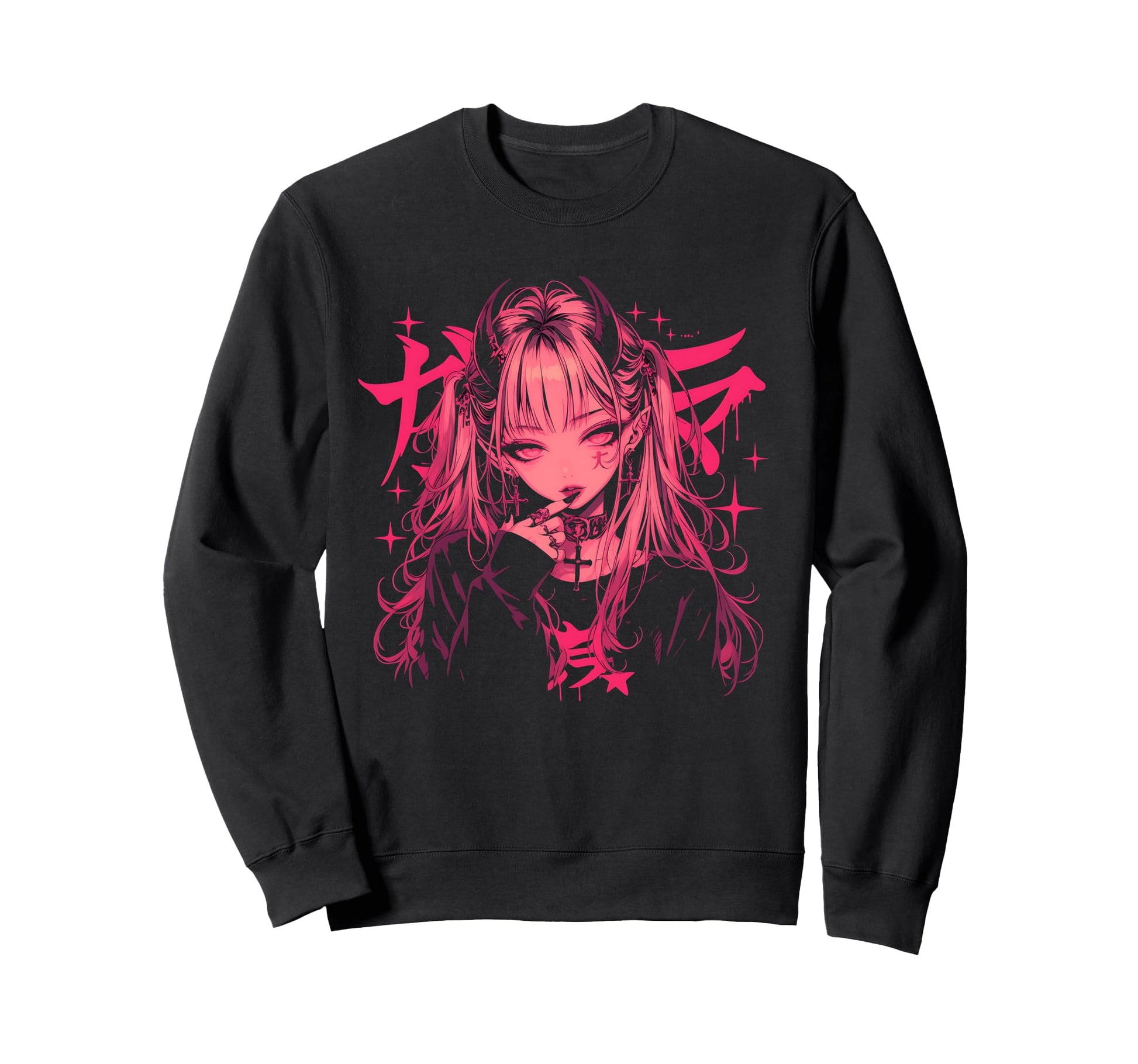 Goth Grunge Demon Anime Waifu Horror Sweatshirt - Novelty Apparel Unisex - T-Shirt, Sweatshirt, Hoodie