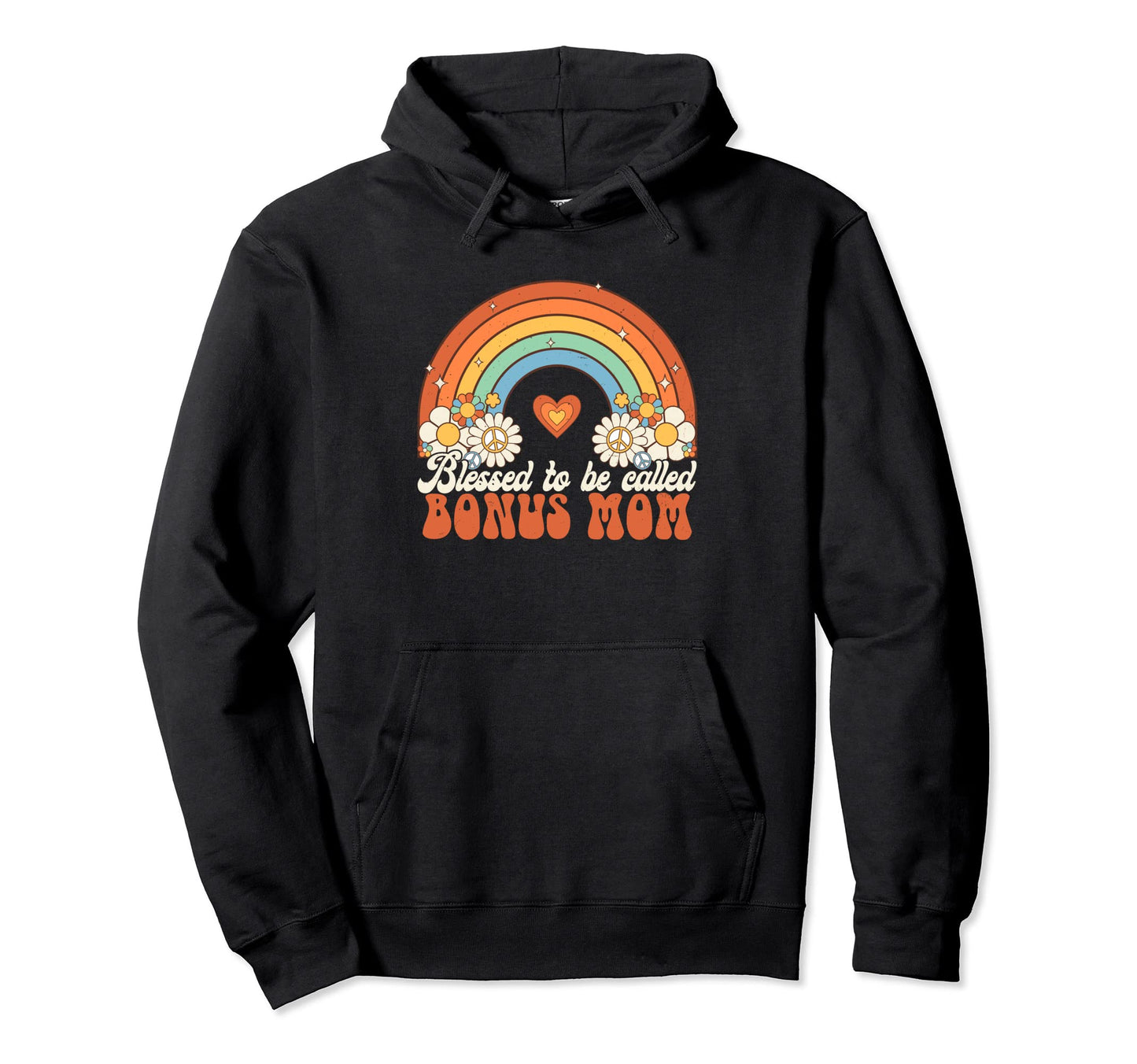 Blessed To Be Called Bonus Mom Groovy Hoodie - Aesthetic Graphic Men Women - T-Shirt, Sweatshirt, Hoodie