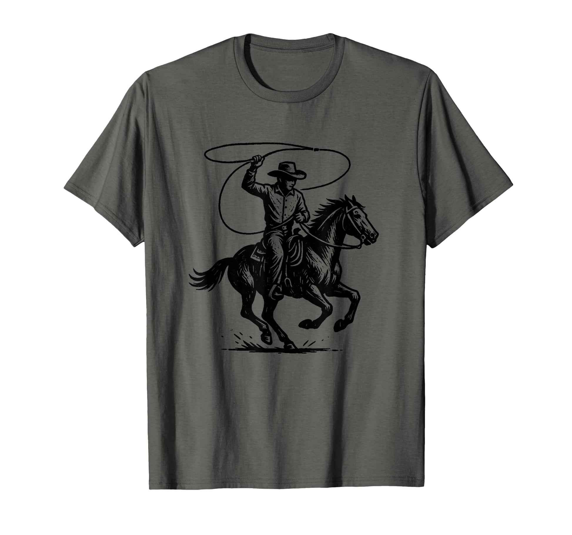 Rodeo Cowboy Woodcut Western T-Shirt - Graphic Print Men Women - T-Shirt, Sweatshirt, Hoodie