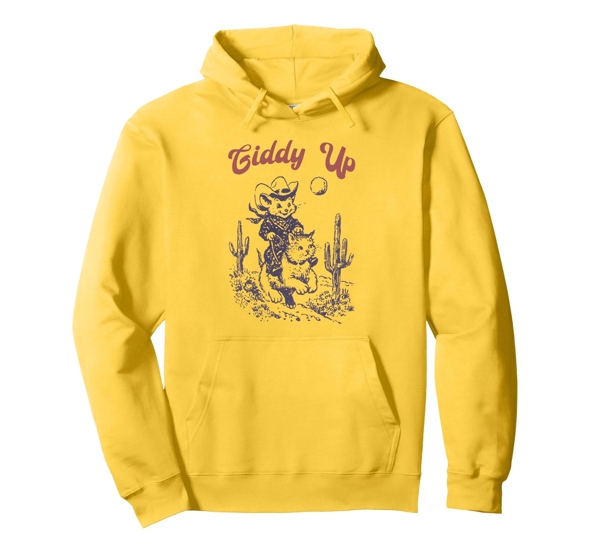 Cowboy Mouse Riding Cat Western Rodeo Hoodie - Casual Everyday Wear Unisex - T-Shirt, Sweatshirt, Hoodie