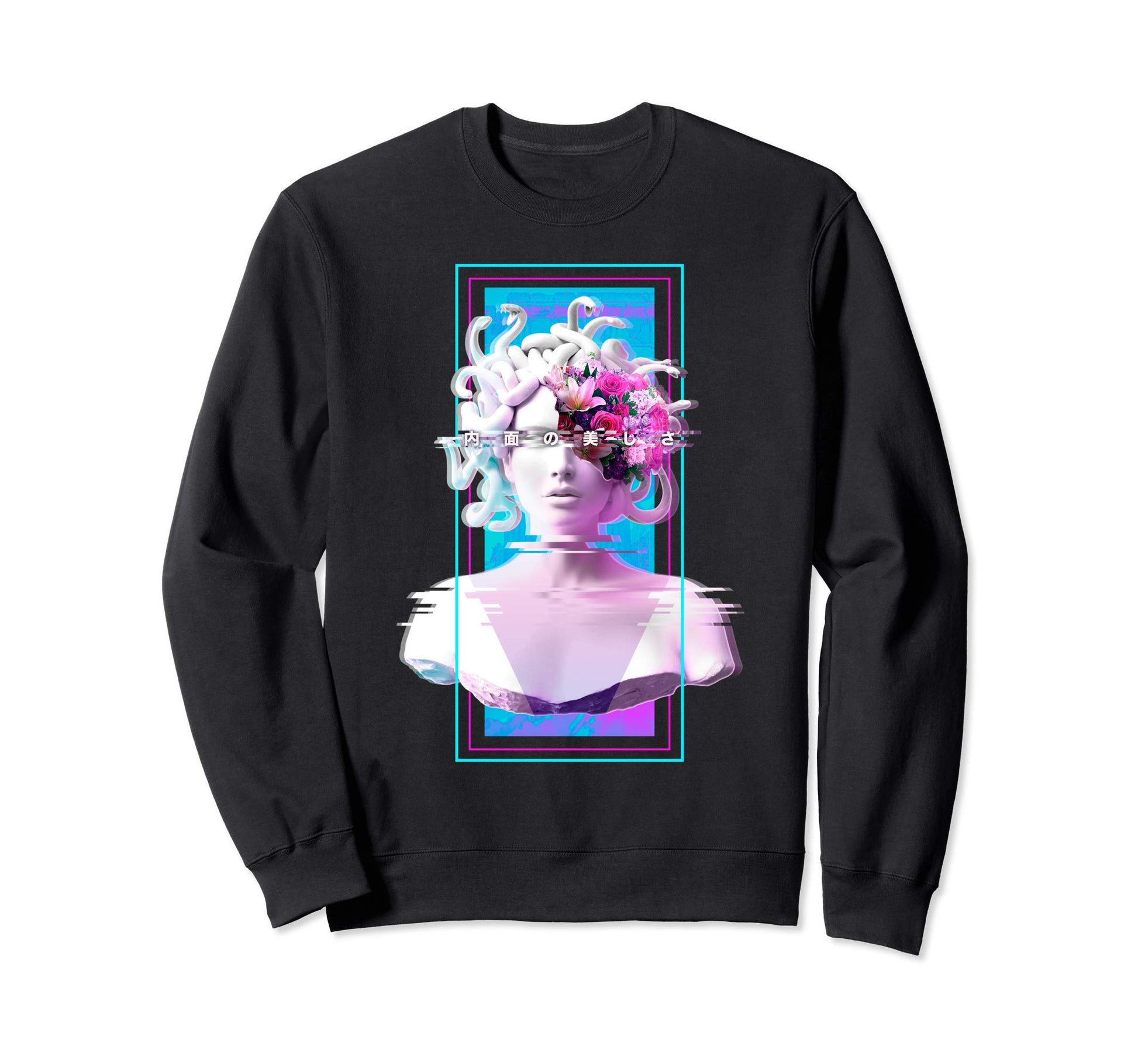 Vaporwave Medusa Statue Aesthetic Sweatshirt - Fun Novelty Design Unisex - T-Shirt, Sweatshirt, Hoodie