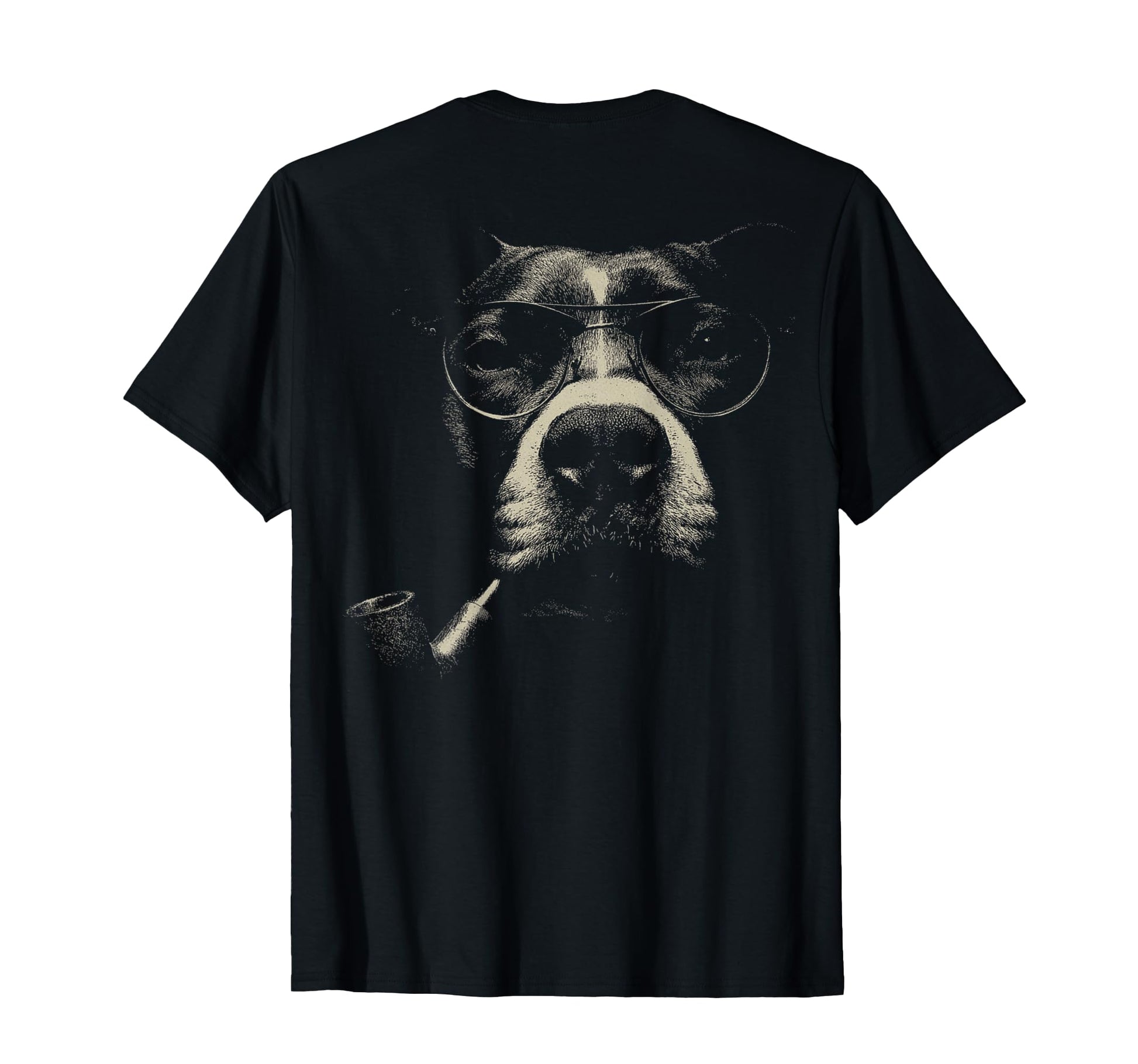 Pitbull Smoking Pipe Glasses Grunge T-Shirt - Unique Graphic Men Women - T-Shirt, Sweatshirt, Hoodie