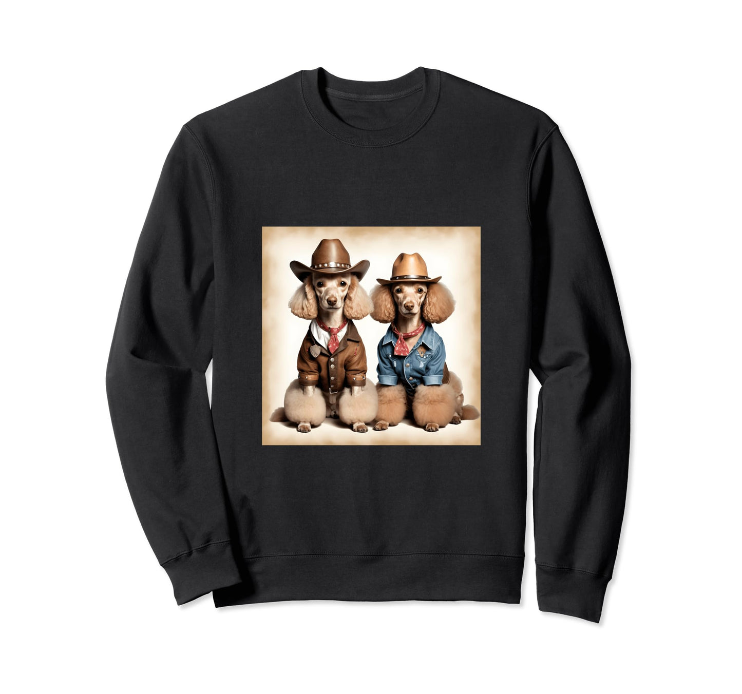 Poodles Cowboys Art Sweatshirt - Trendy Graphic Unisex - T-Shirt, Sweatshirt, Hoodie