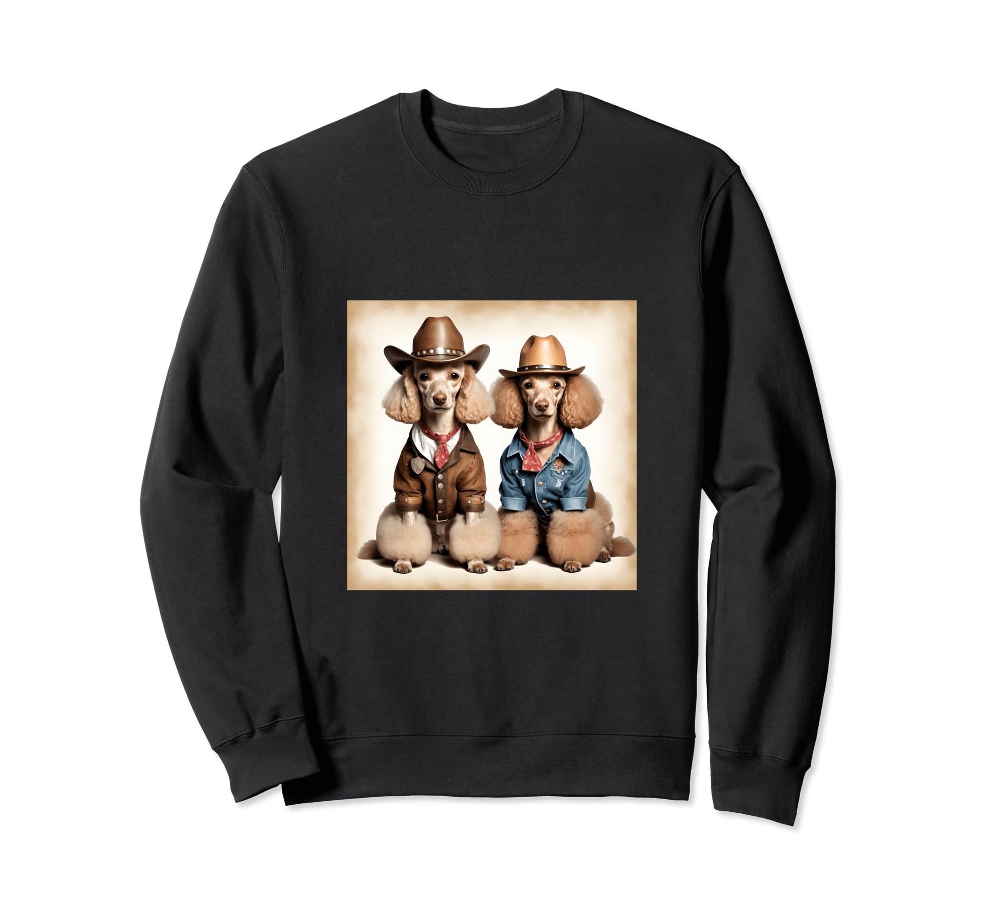 Poodles Cowboys Art Sweatshirt - Trendy Graphic Unisex - T-Shirt, Sweatshirt, Hoodie