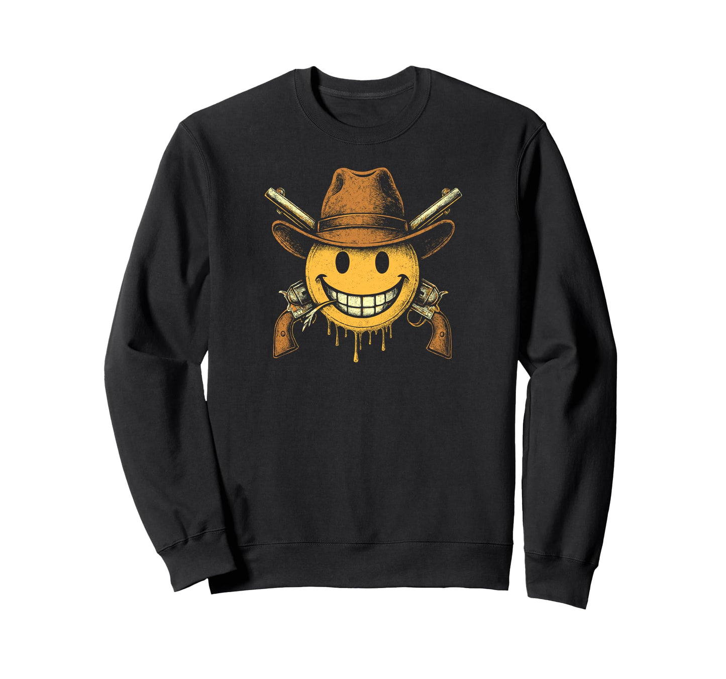 Cowboy Smile Face Sweatshirt - Trendy Graphic for Adults - T-Shirt, Sweatshirt, Hoodie