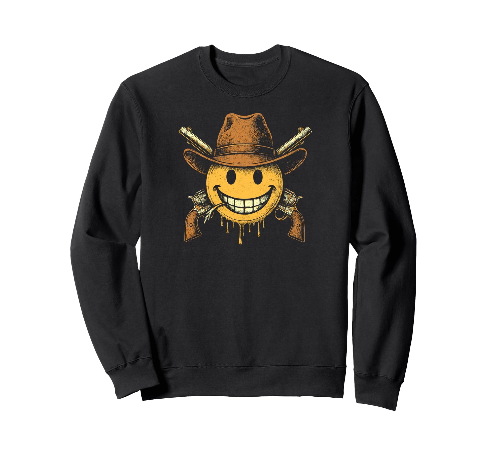 Cowboy Smile Face Sweatshirt - Trendy Graphic for Adults - T-Shirt, Sweatshirt, Hoodie