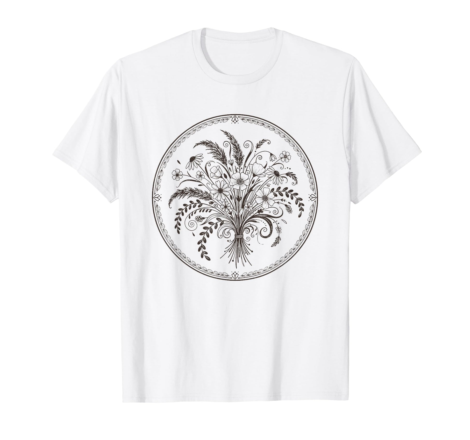Boho Wildflowers Watercolor Floral T-Shirt - Fun Novelty Design Men Women - T-Shirt, Sweatshirt, Hoodie