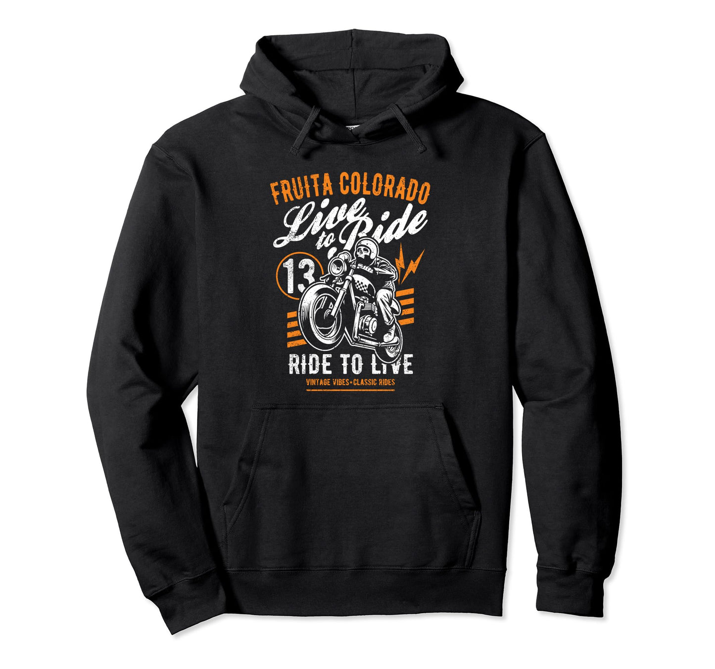 Fruita Colorado Motorcycle Rider Skull Hoodie - Graphic Print for Adults - T-Shirt, Sweatshirt, Hoodie