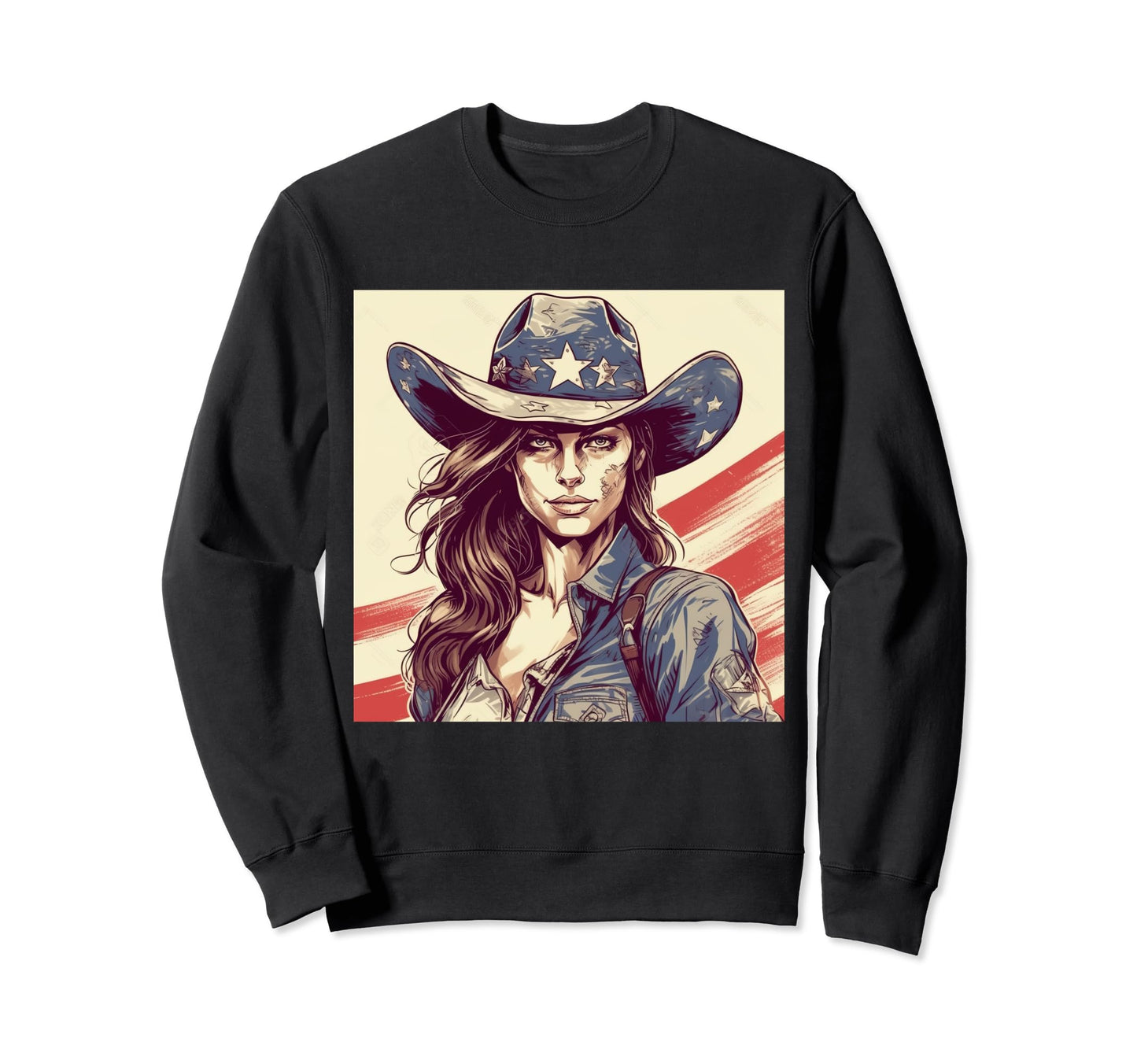 Cowgirl Cowboy Patriotic Cow And Sweatshirt - Fun Novelty Design Unisex - T-Shirt, Sweatshirt, Hoodie