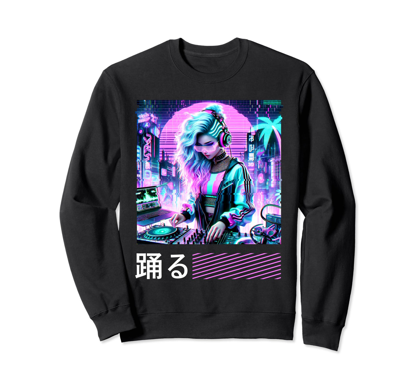 Vaporwave Dj Anime Aesthetic Sweatshirt - Aesthetic Graphic Men Women - T-Shirt, Sweatshirt, Hoodie
