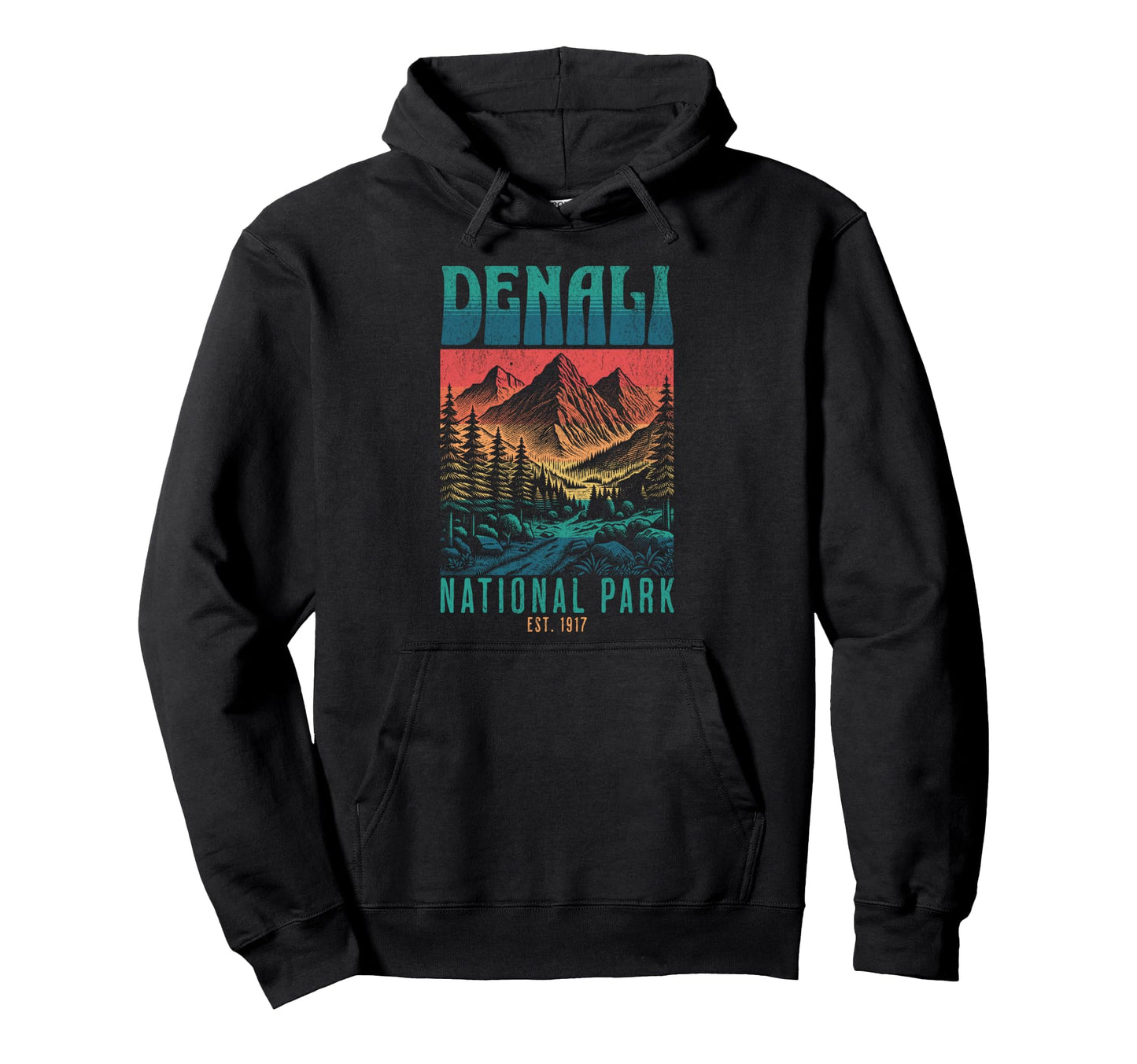 Denali National Park Mountains Hiking Hoodie - Graphic Print Unisex - T-Shirt, Sweatshirt, Hoodie