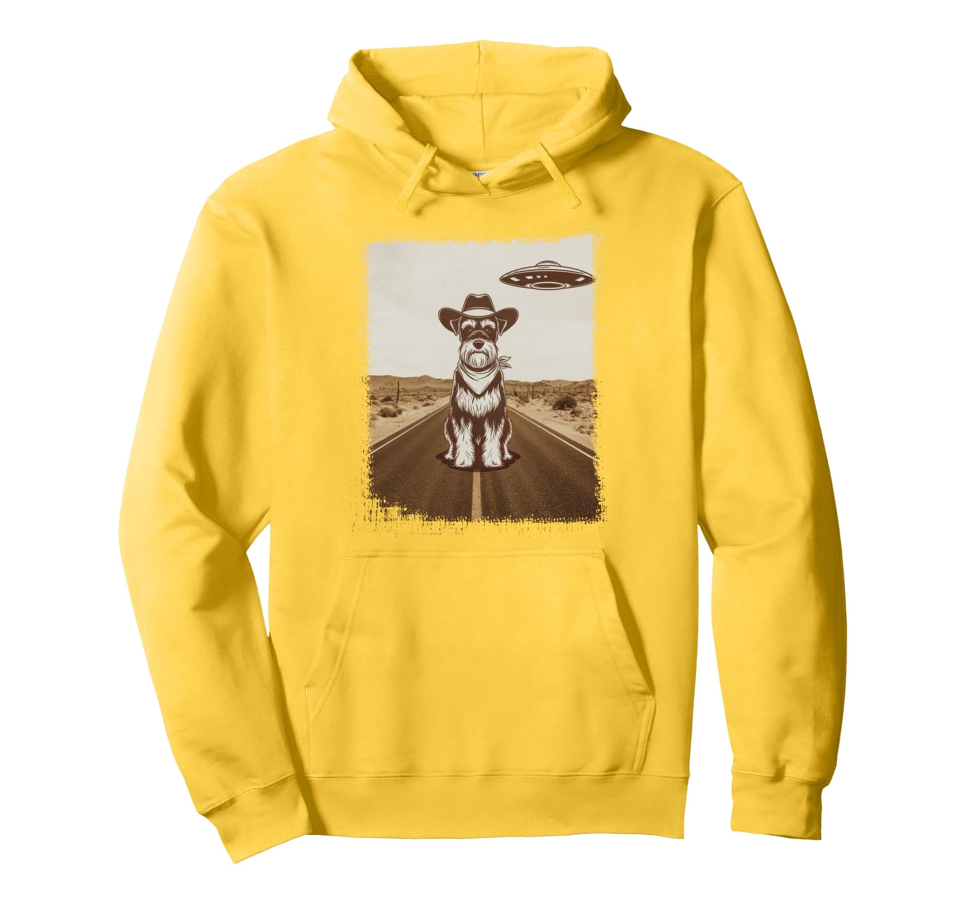 Schnauzer Schnauzer Ufo Western Hoodie - Minimalist Print Unisex - T-Shirt, Sweatshirt, Hoodie