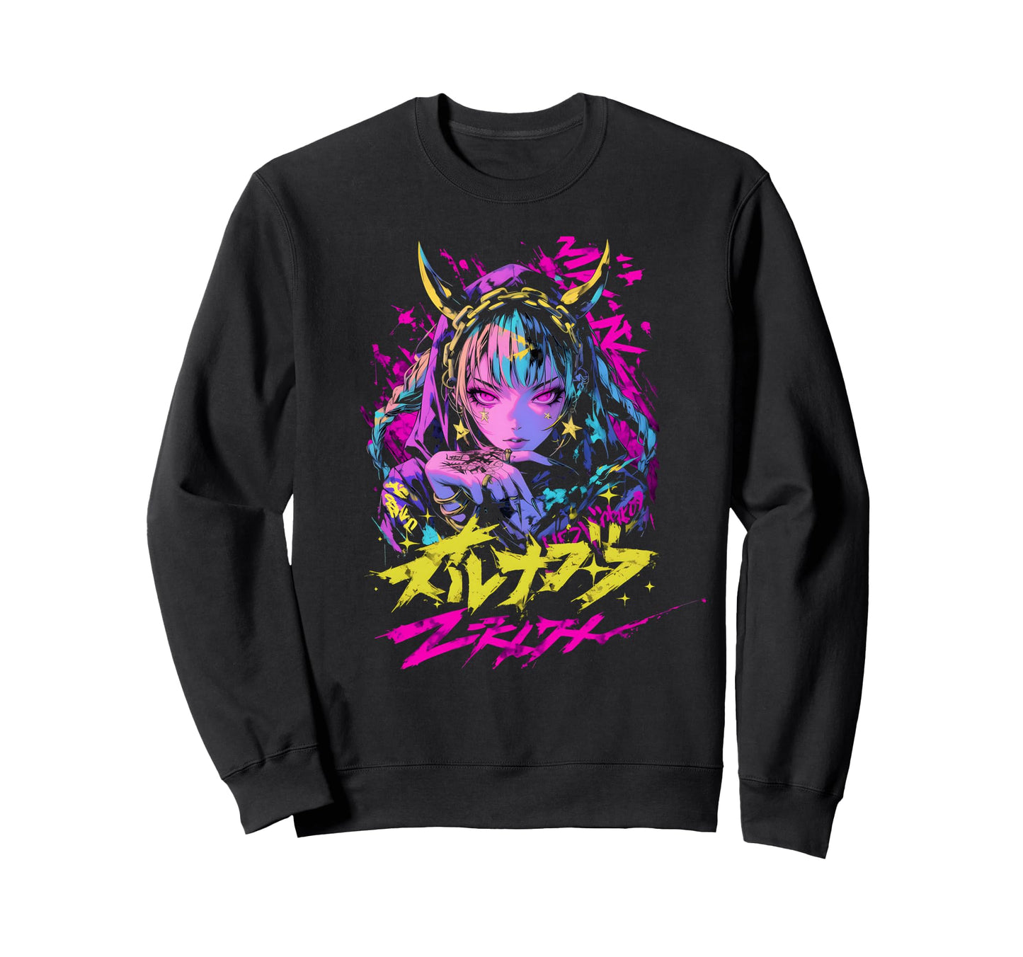 Goth Grunge Demon Anime Waifu Sweatshirt - Casual Everyday Wear for Adults - T-Shirt, Sweatshirt, Hoodie