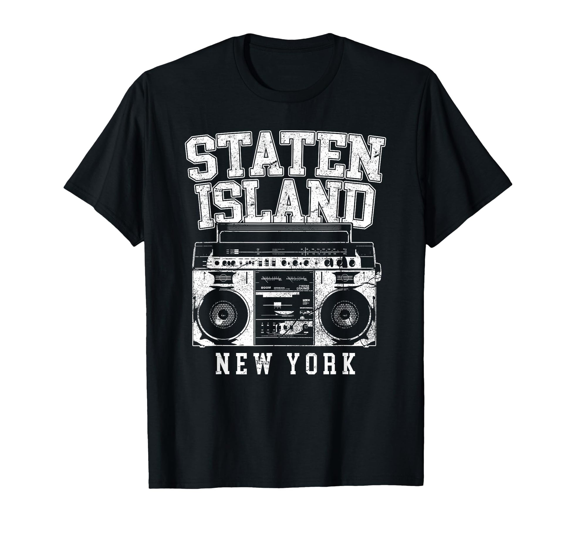 Staten Island New York Nyc Boombox Old T-Shirt - Graphic Print Men Women - T-Shirt, Sweatshirt, Hoodie