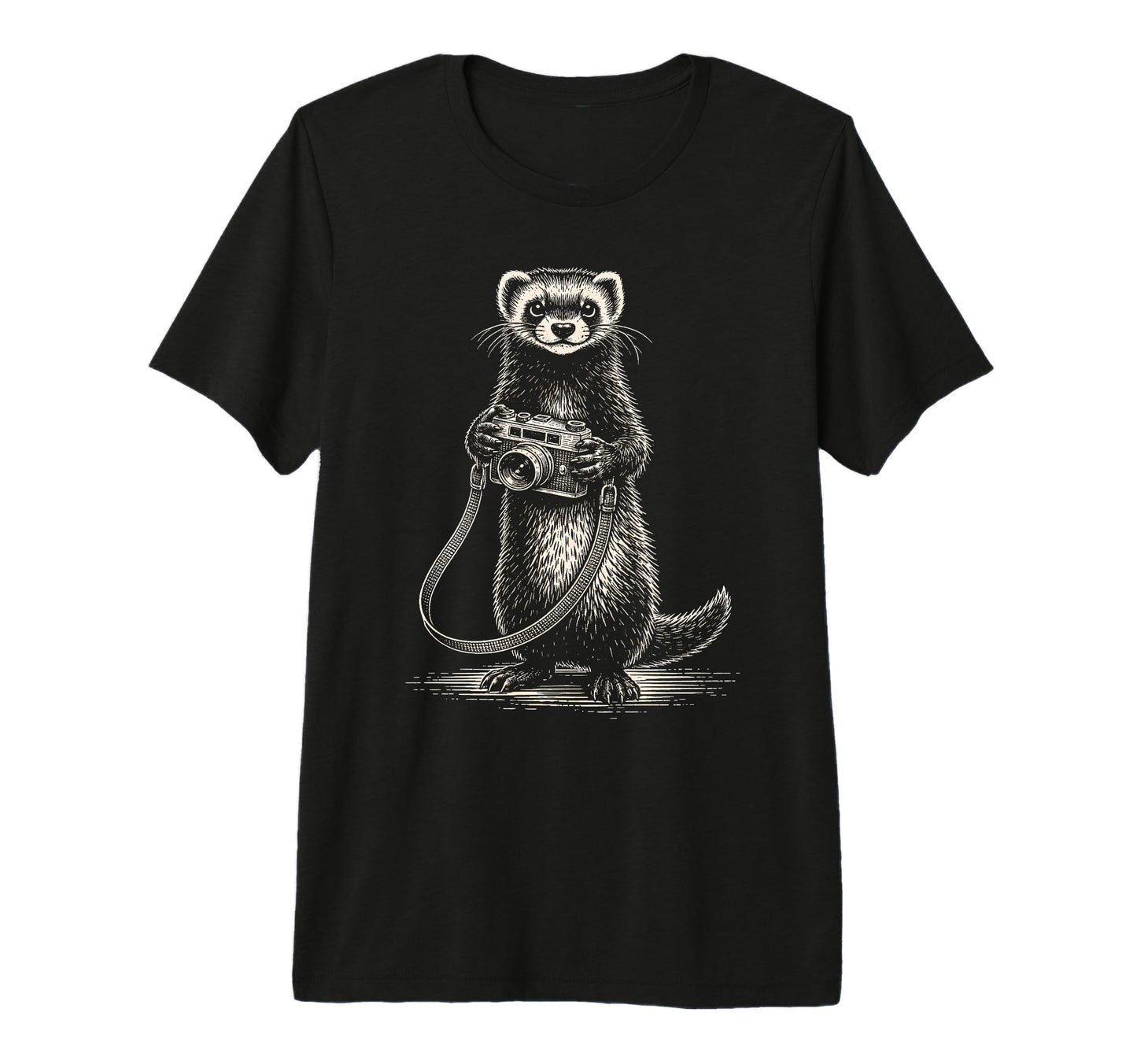 Ferret Photographer Camera Photography Zoo T-Shirt - Unique Graphic Unisex - T-Shirt, Sweatshirt, Hoodie