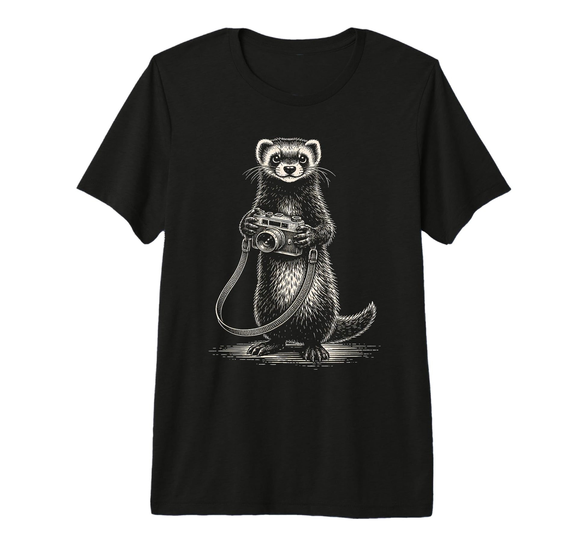 Ferret Photographer Camera Photography Zoo T-Shirt - Unique Graphic Unisex - T-Shirt, Sweatshirt, Hoodie