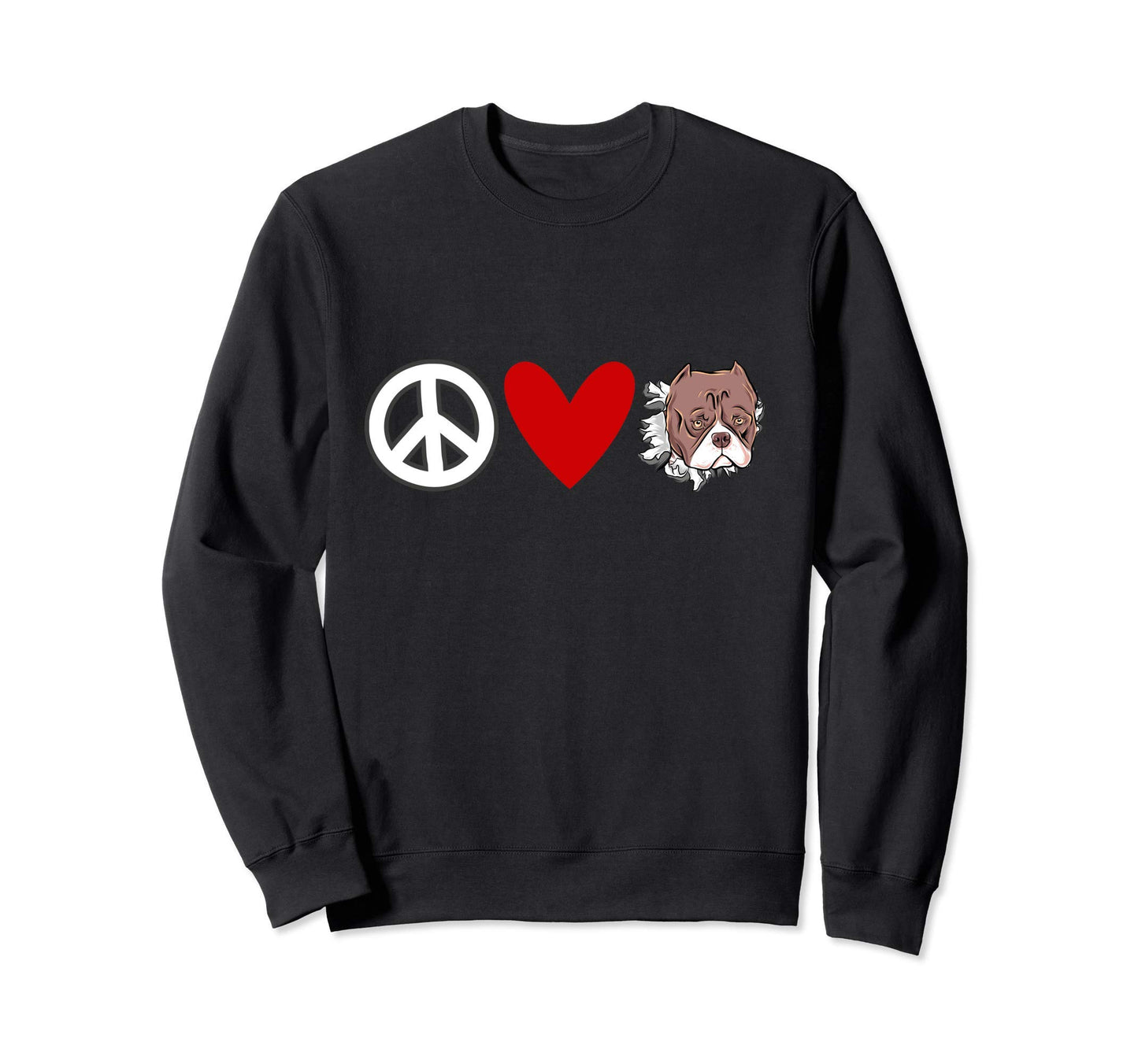 Bulldog Lovers Peace Love Sweatshirt - Casual Everyday Wear Men Women - T-Shirt, Sweatshirt, Hoodie