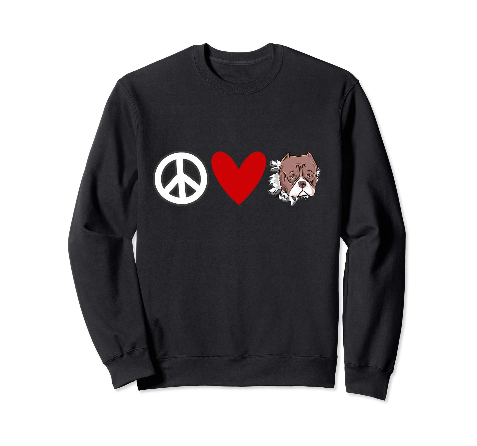 Bulldog Lovers Peace Love Sweatshirt - Casual Everyday Wear Men Women - T-Shirt, Sweatshirt, Hoodie