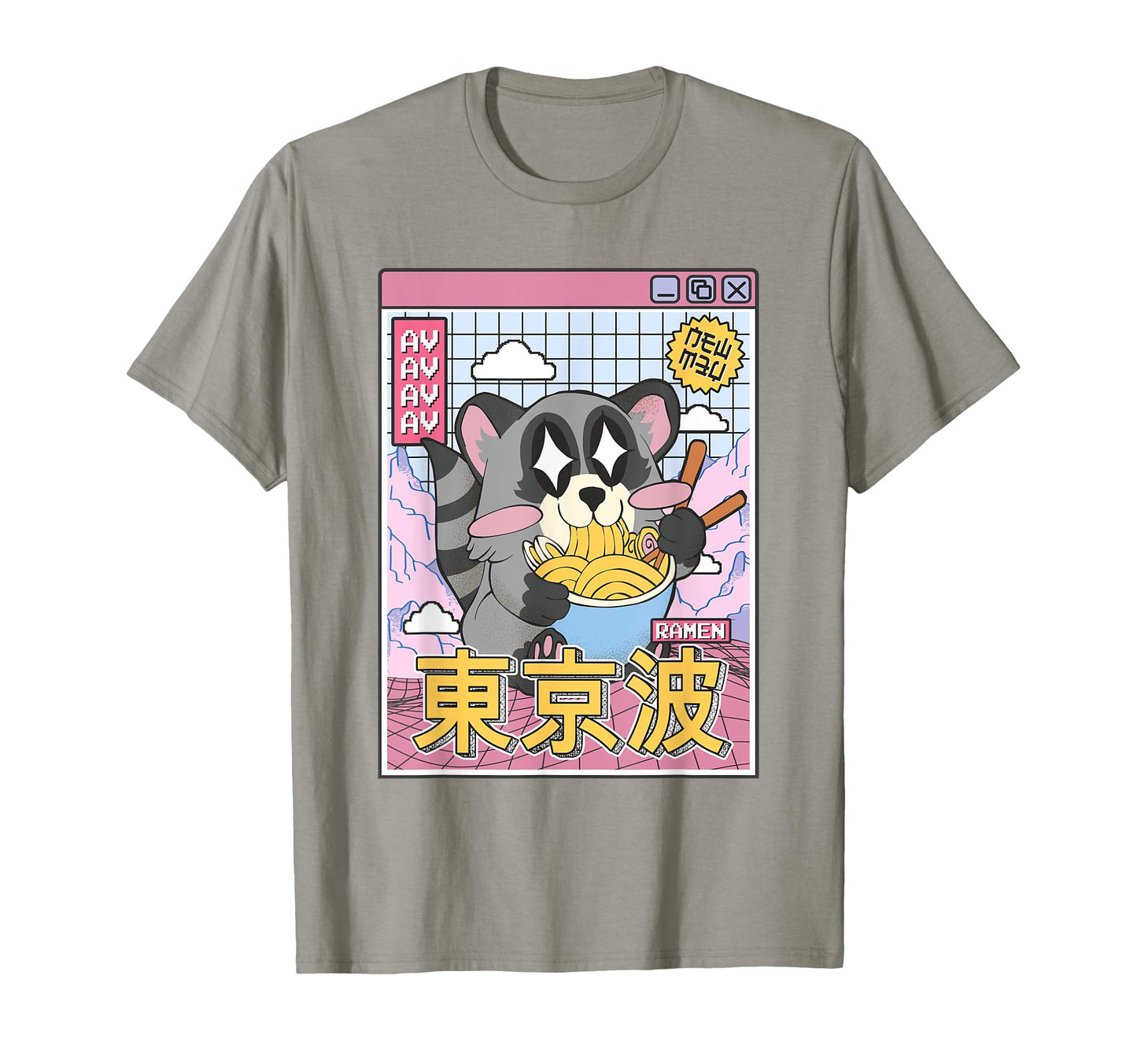 Raccoon Eating Ramen Kawaii T-Shirt - Casual Everyday Wear Unisex - T-Shirt, Sweatshirt, Hoodie