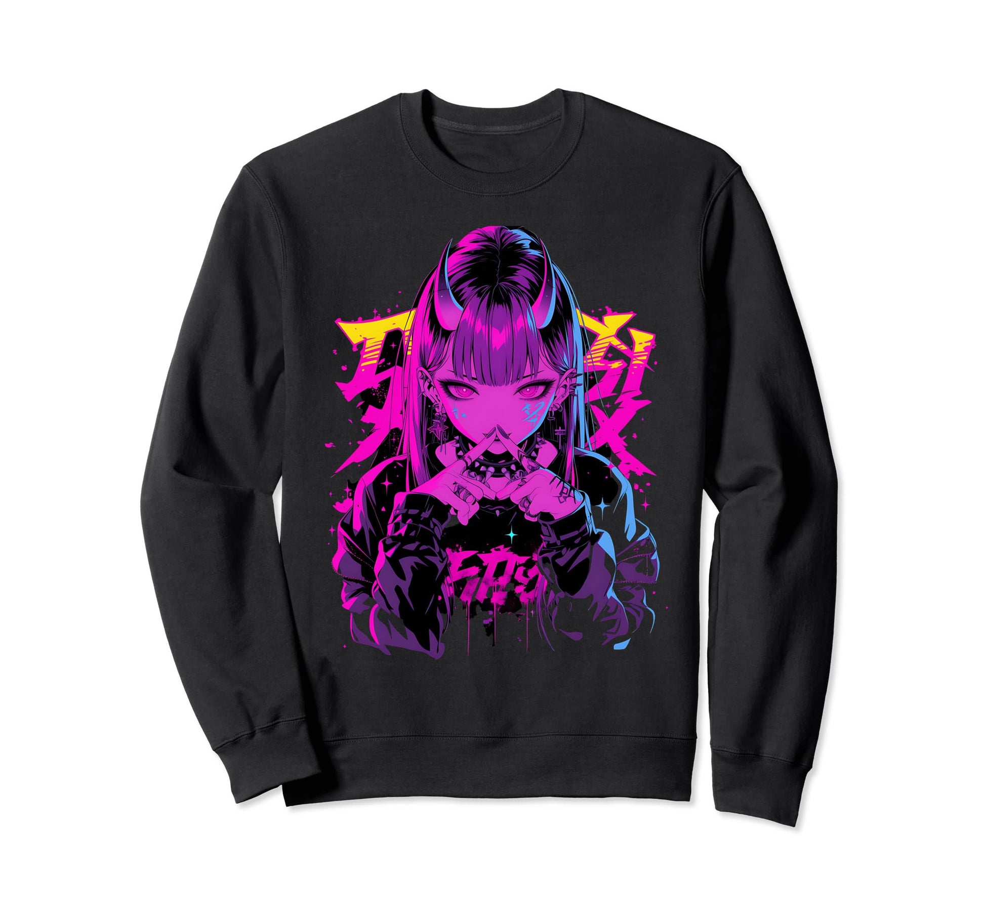 Goth Grunge Demon Anime Waifu Horror Sweatshirt - Custom Art Print Unisex - T-Shirt, Sweatshirt, Hoodie