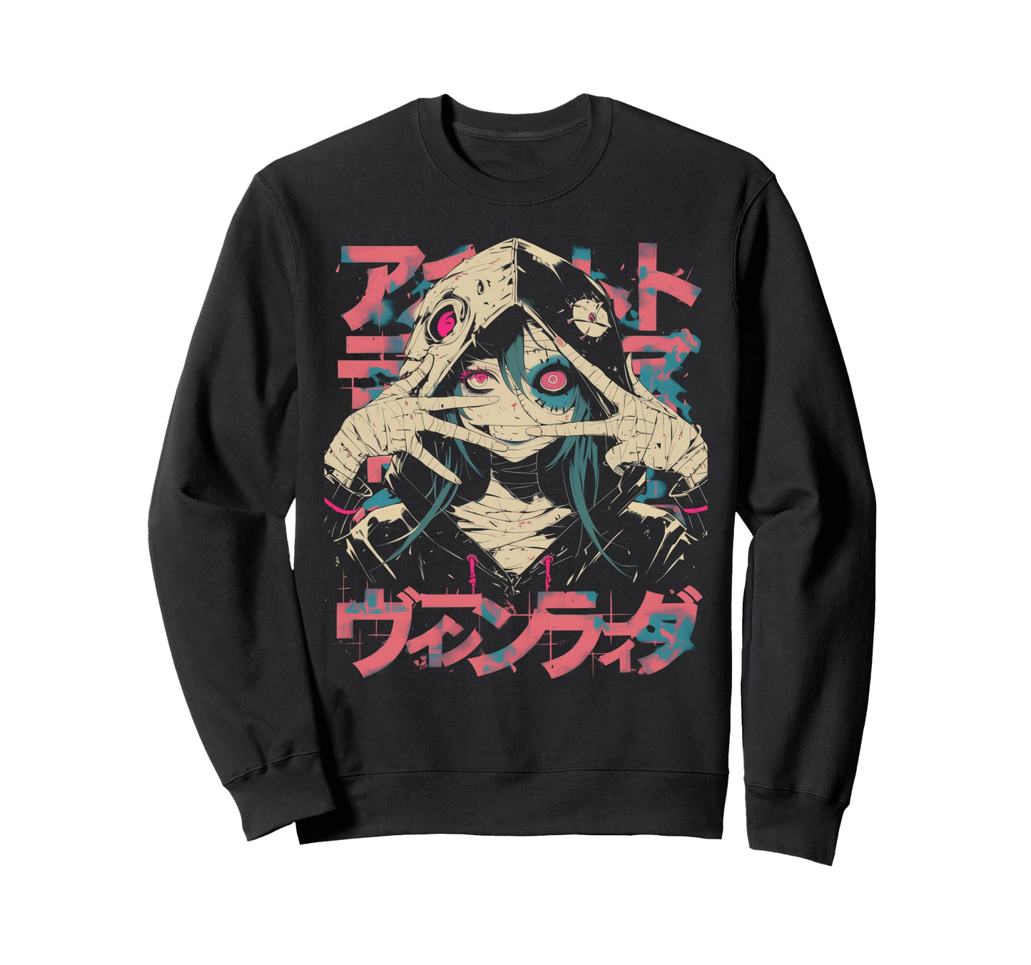 Goth Grunge Demon Anime Waifu Sweatshirt - Casual Everyday Wear Men Women - T-Shirt, Sweatshirt, Hoodie