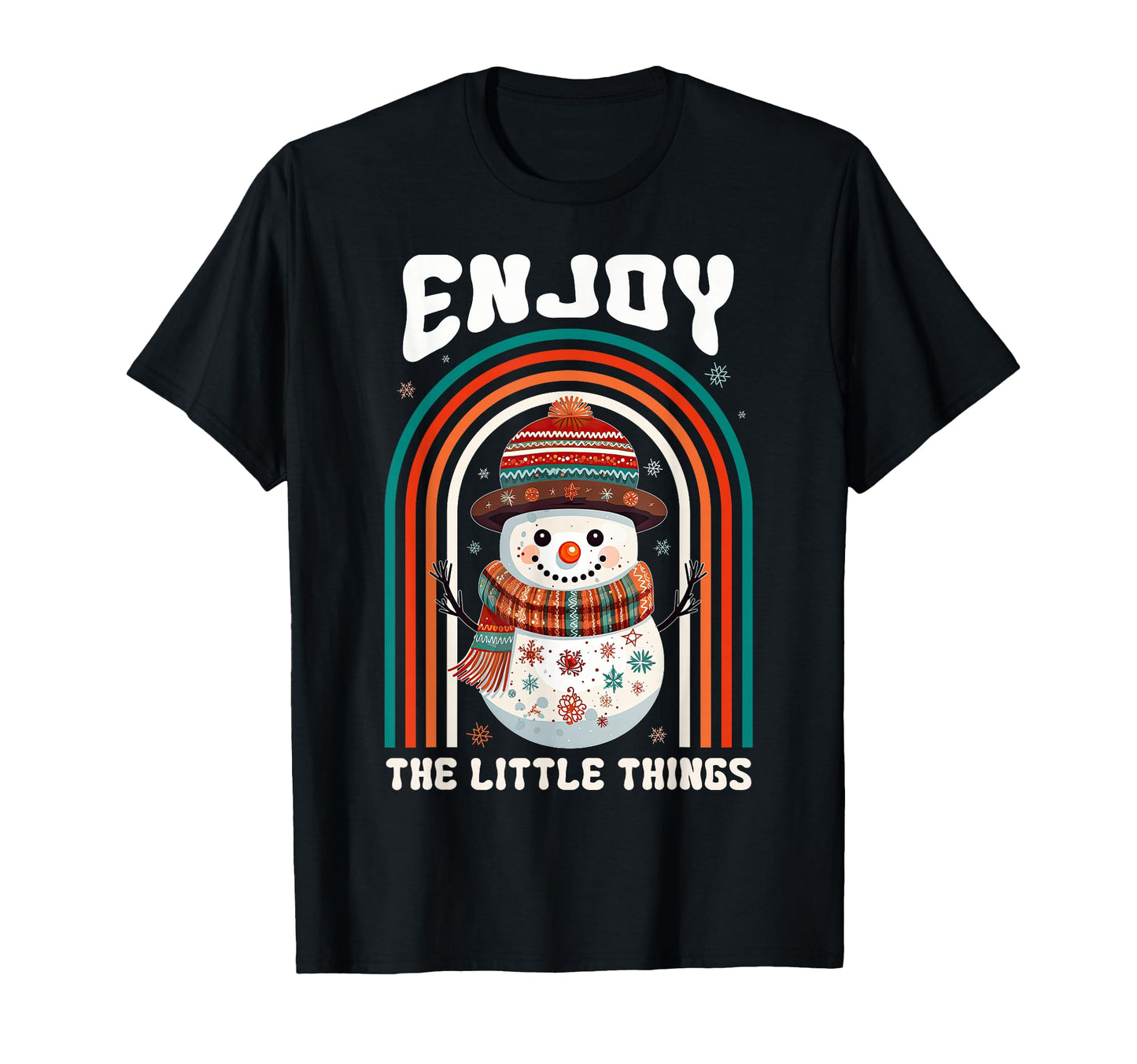 Hippie Snowman Boho Rainbow T-Shirt - Casual Everyday Wear for Adults - T-Shirt, Sweatshirt, Hoodie