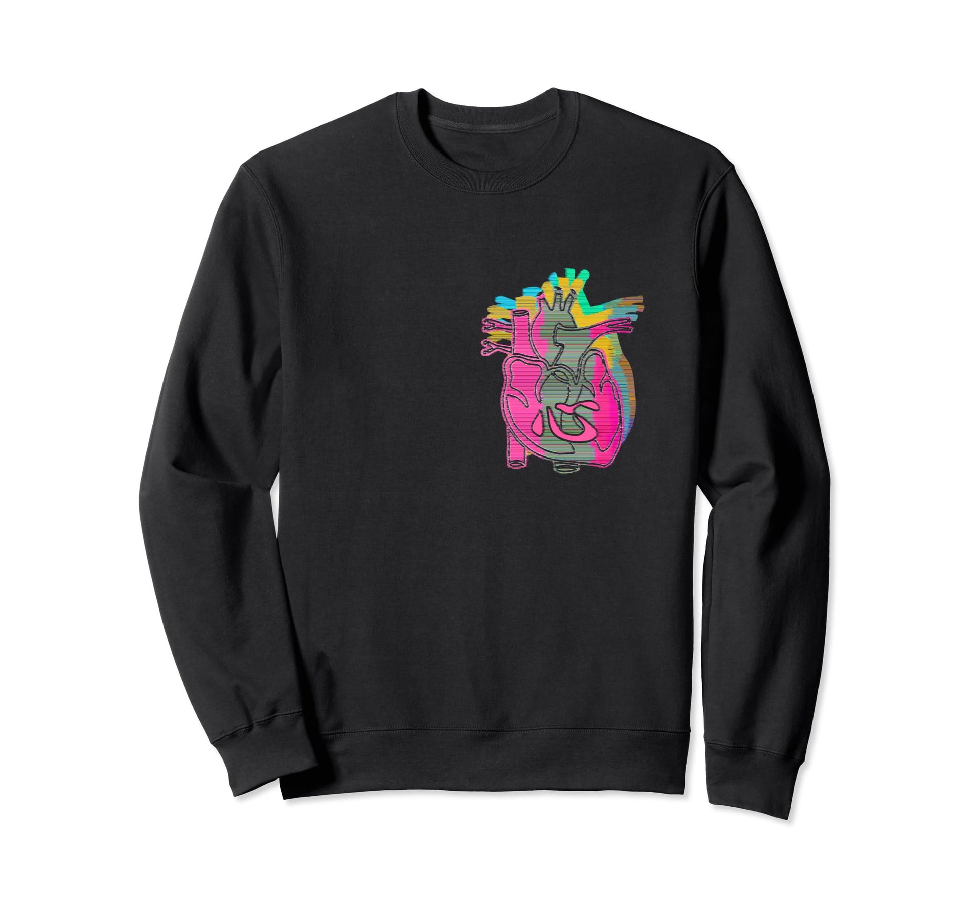 Heart Pocket Vaporwave Glitch Sweatshirt - Streetwear Style for Adults - T-Shirt, Sweatshirt, Hoodie