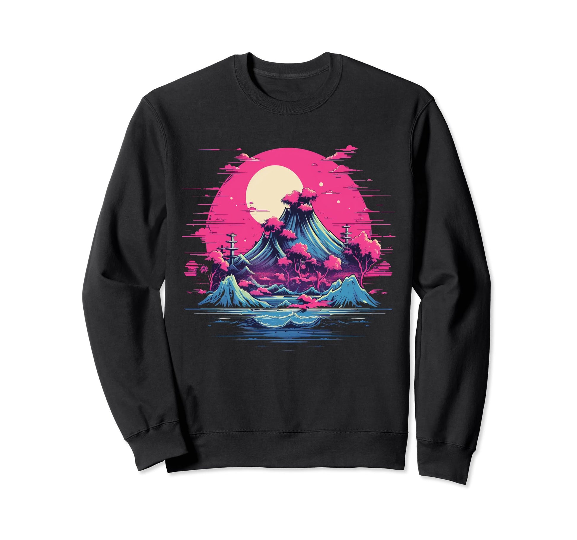 Aesthetic Vaporwave Japan City Cherry Sweatshirt - Graphic Print Men Women - T-Shirt, Sweatshirt, Hoodie