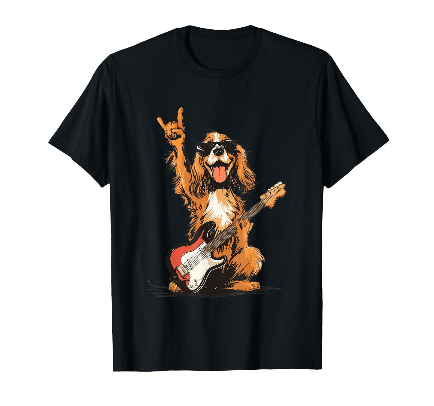 Funny Rock Dog Guitar Playing Cavalier T-Shirt - Aesthetic Graphic Unisex - T-Shirt, Sweatshirt, Hoodie