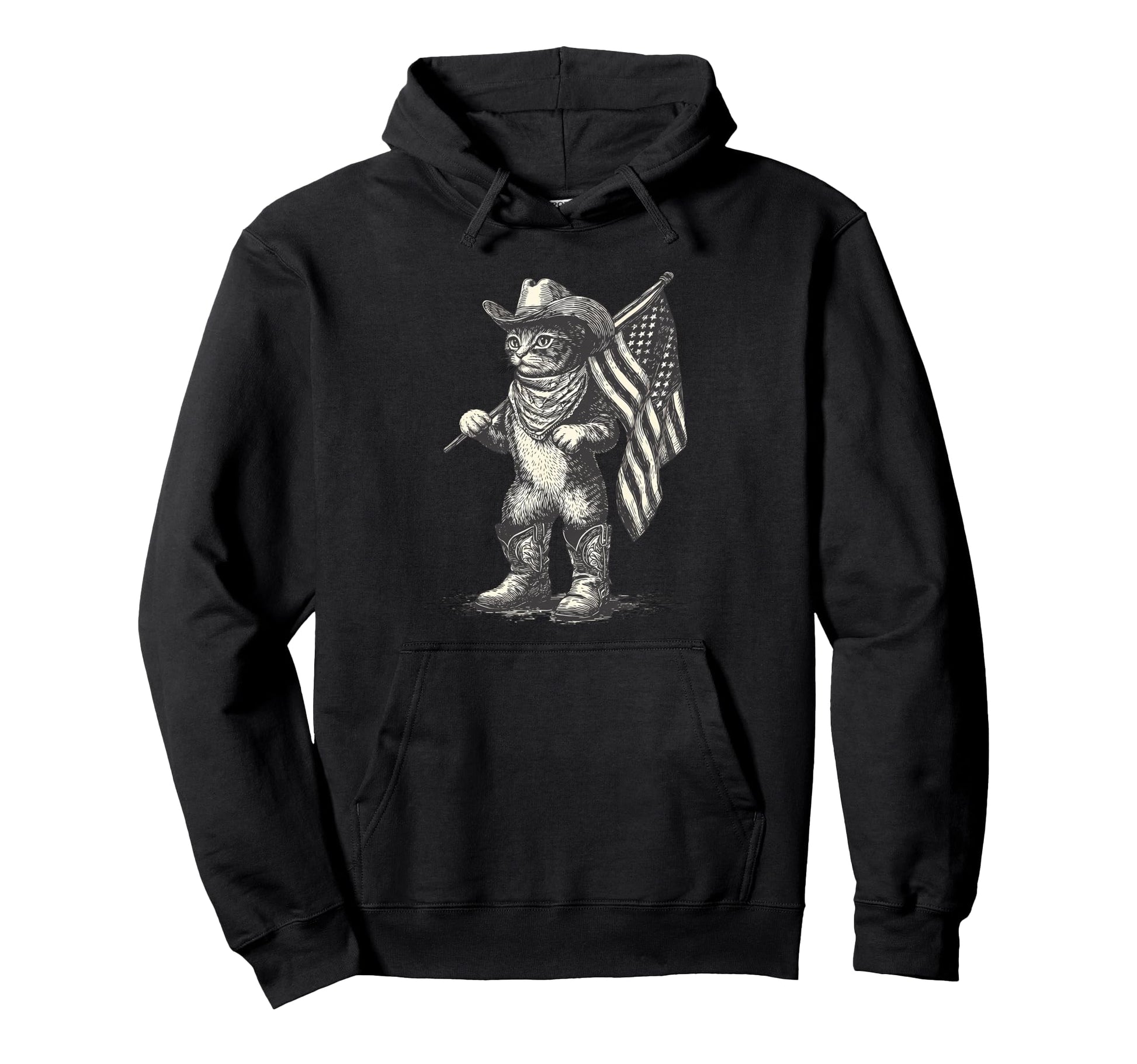 Cat Cowboy Western Country Cowgirl Hoodie - Casual Everyday Wear Men Women - T-Shirt, Sweatshirt, Hoodie