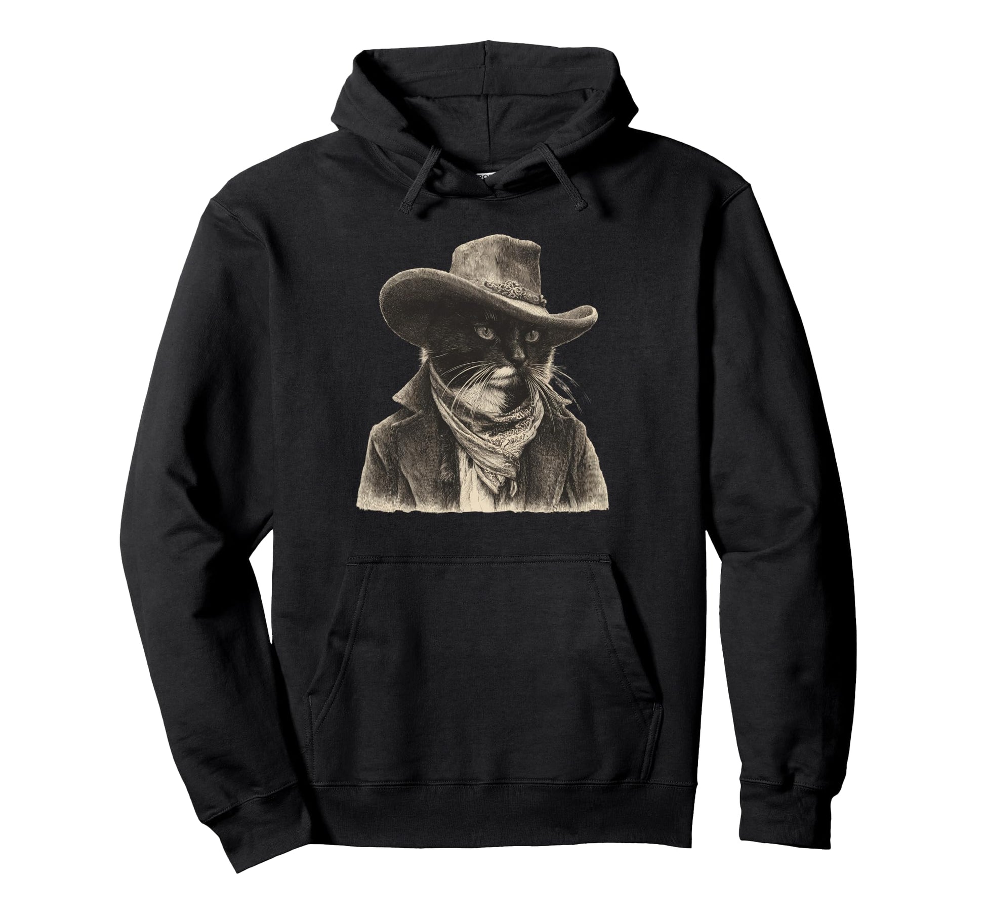 Western Country Cowgirl Funny Cowboy Cat Hoodie - Novelty Apparel Unisex - T-Shirt, Sweatshirt, Hoodie