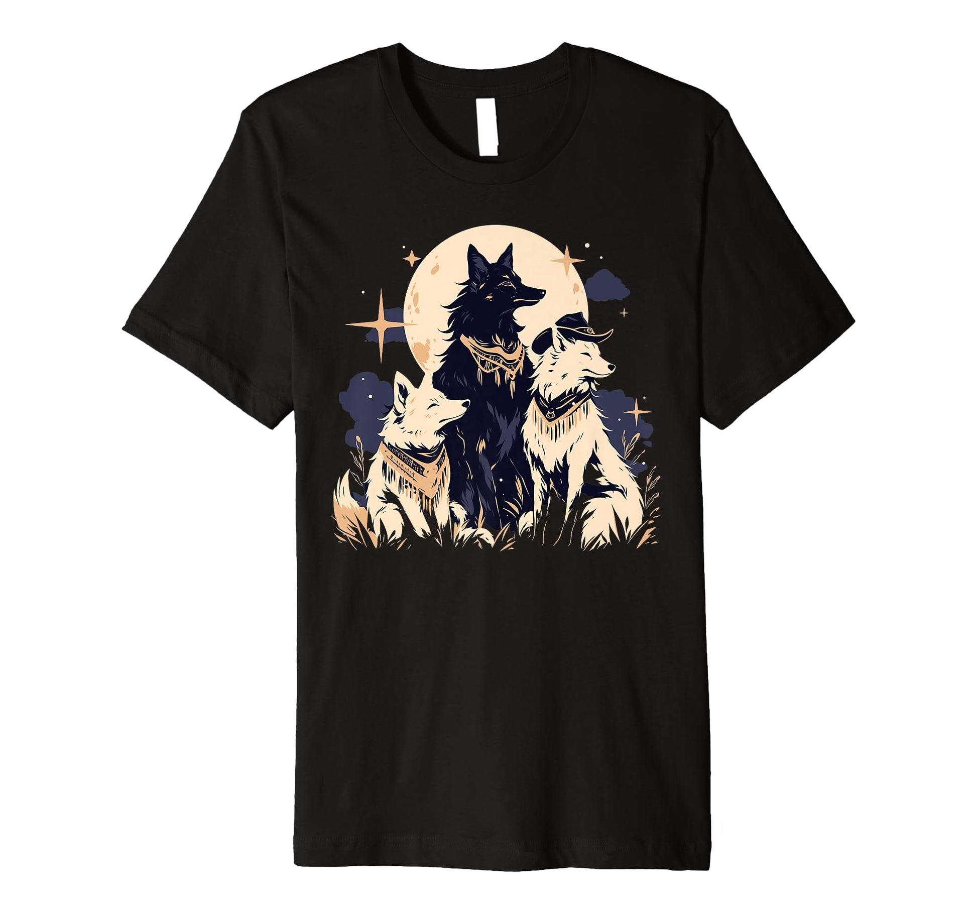 Fox Howling Moon Cowboy Funny T-Shirt - Aesthetic Graphic Unisex - T-Shirt, Sweatshirt, Hoodie