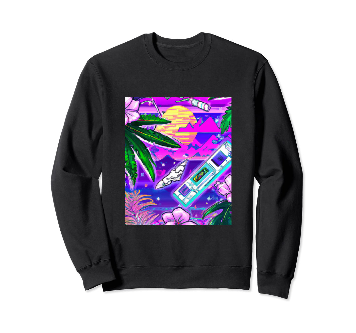 Hawaii Vaporwave Sunset Synthwave Sweatshirt - Casual Everyday Wear Unisex - T-Shirt, Sweatshirt, Hoodie