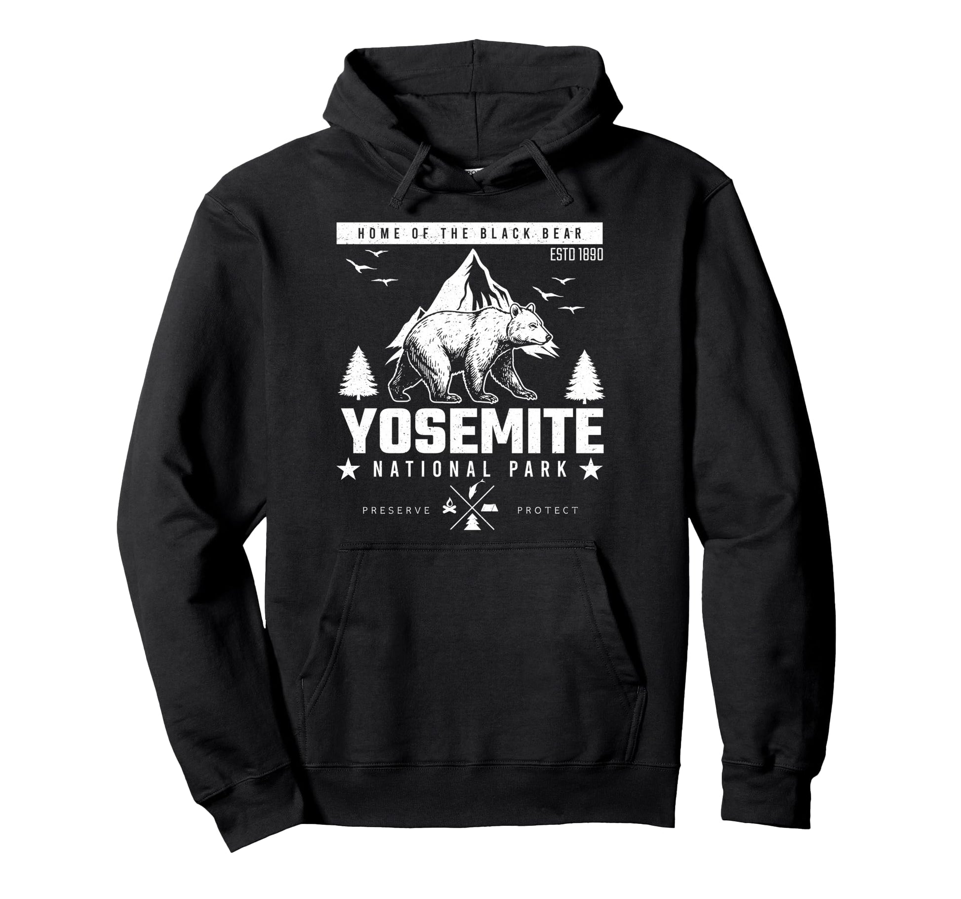 Home Black Bear Yosemite National Hoodie - Casual Everyday Wear Men Women - T-Shirt, Sweatshirt, Hoodie