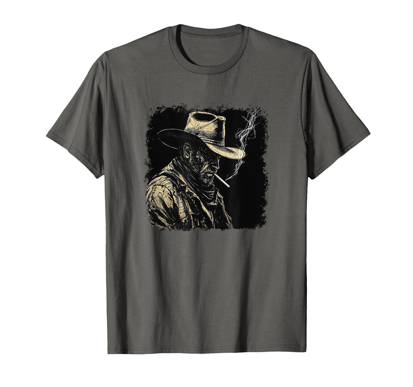 Cowboy Smoking Rugged T-Shirt - Fun Novelty Design for Adults - T-Shirt, Sweatshirt, Hoodie