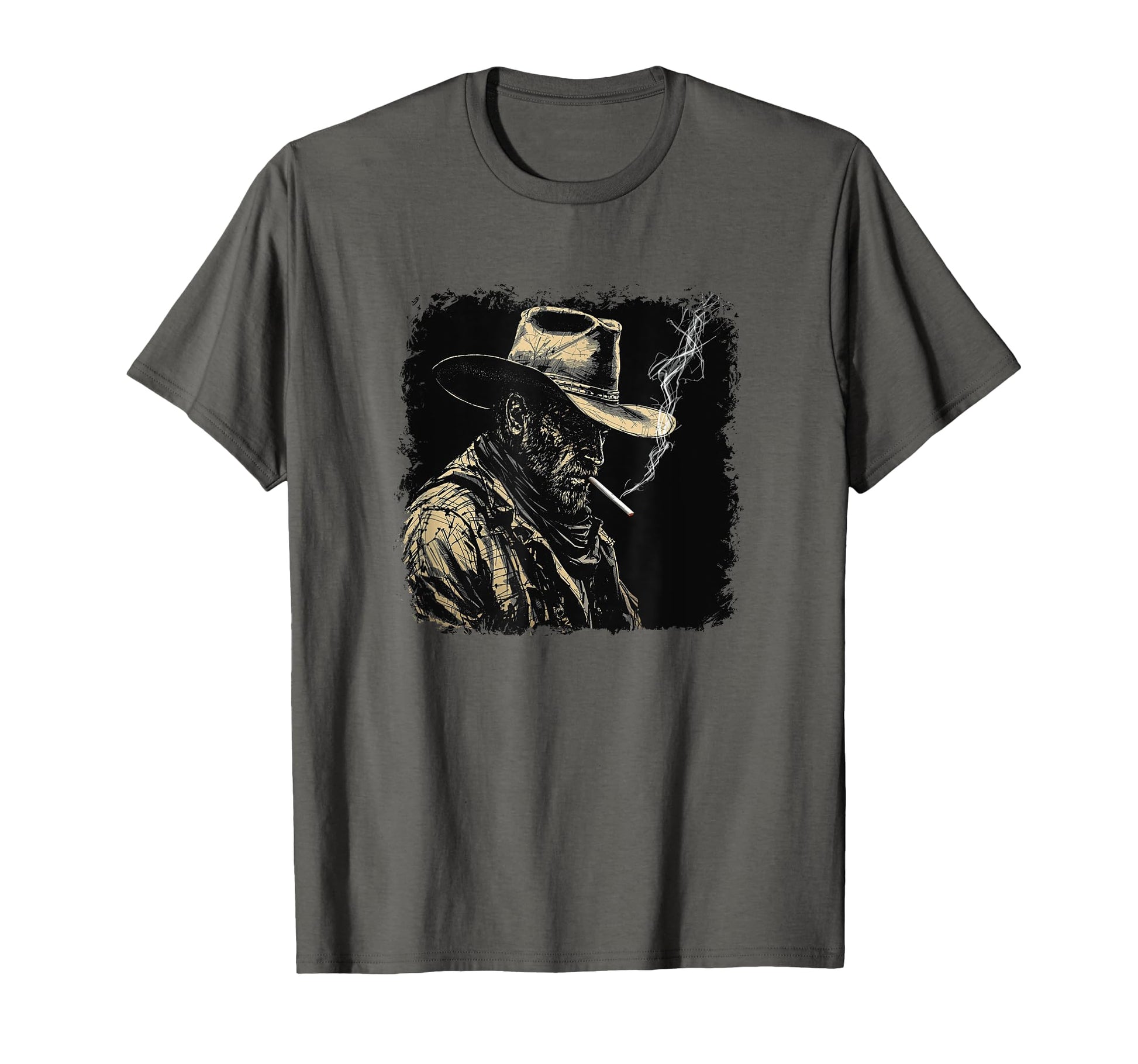 Cowboy Smoking Rugged T-Shirt - Fun Novelty Design for Adults - T-Shirt, Sweatshirt, Hoodie
