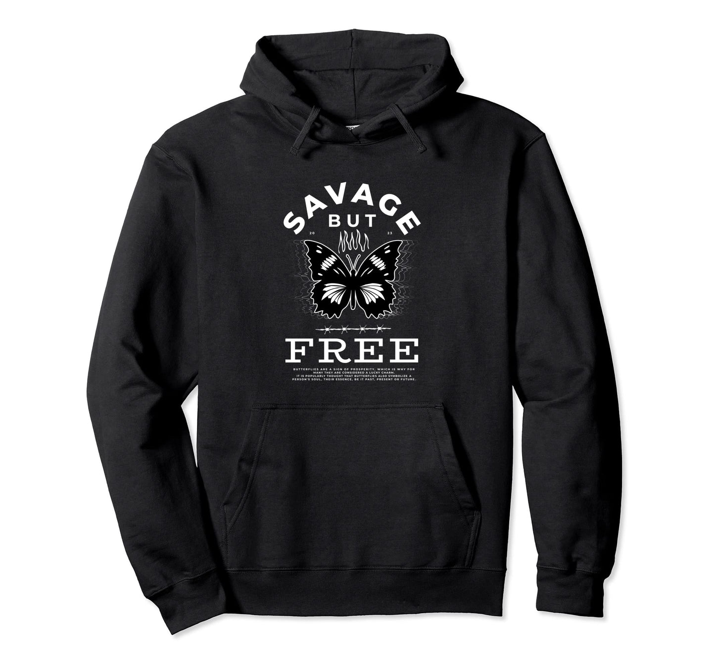 Savage But Free Butterfly Aesthetics Hoodie - Minimalist Print for Adults - T-Shirt, Sweatshirt, Hoodie
