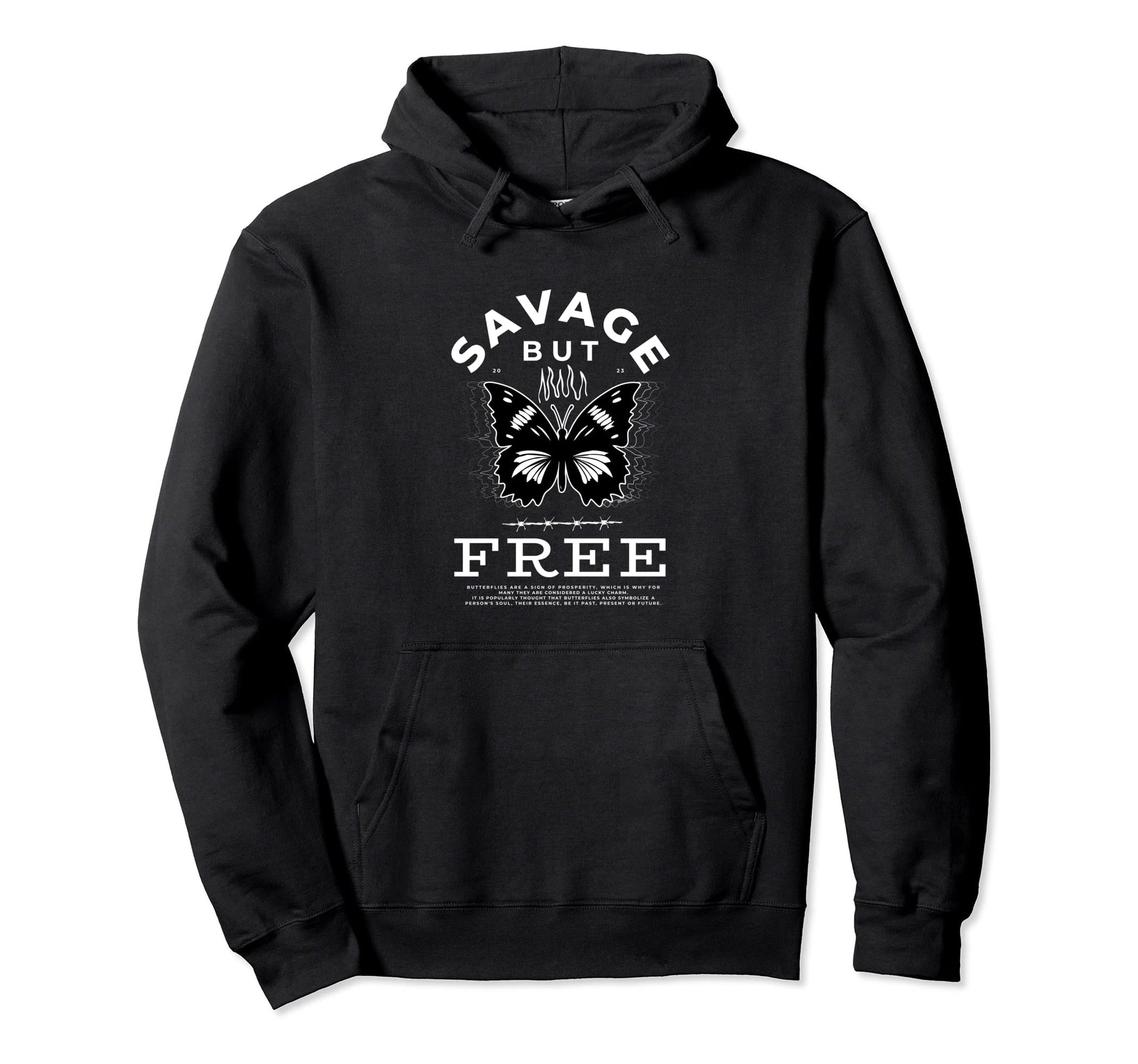 Savage But Free Butterfly Aesthetics Hoodie - Minimalist Print for Adults - T-Shirt, Sweatshirt, Hoodie