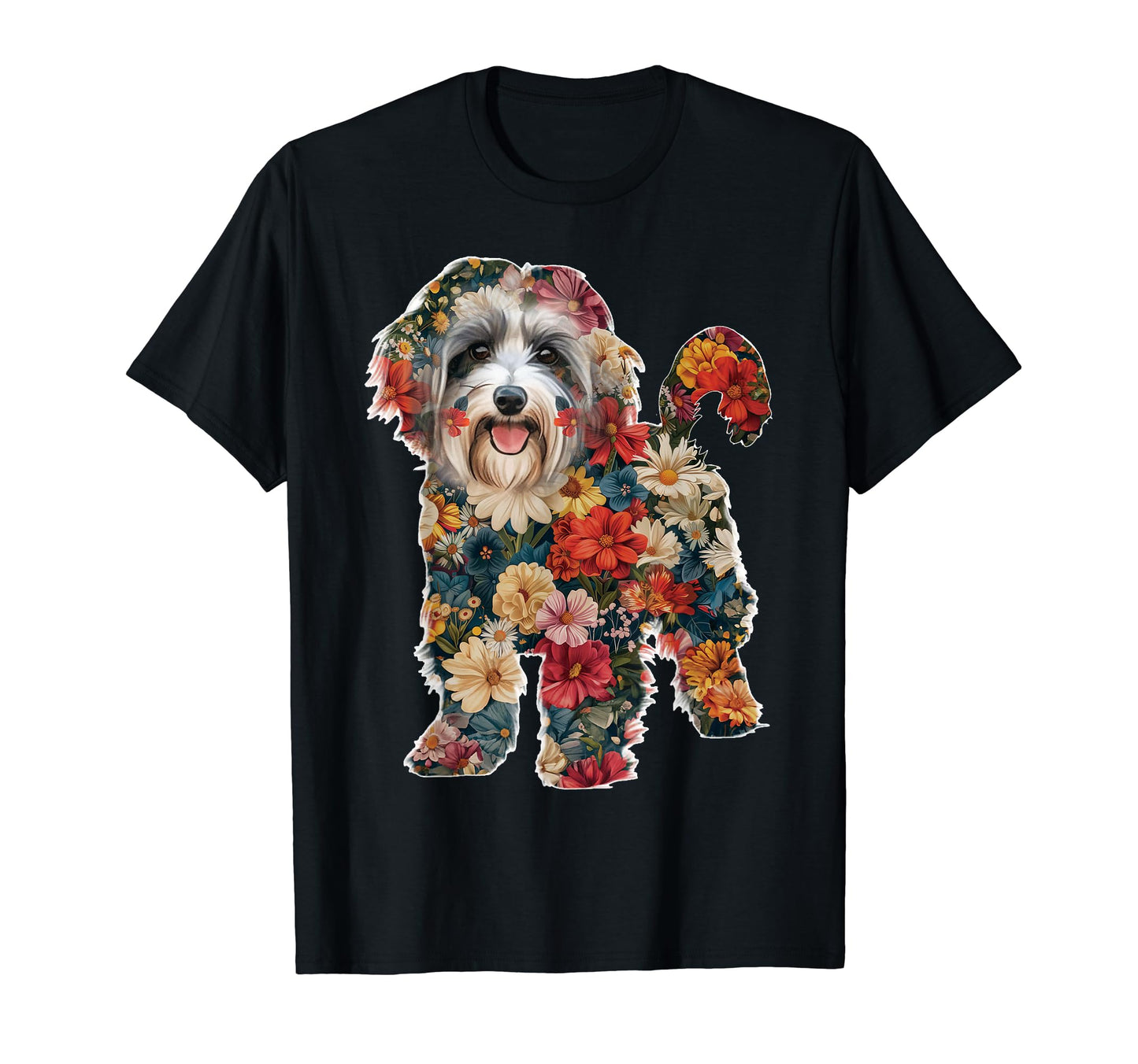 Havanese Dog Silhouette Filled T-Shirt - Fun Novelty Design for Adults - T-Shirt, Sweatshirt, Hoodie