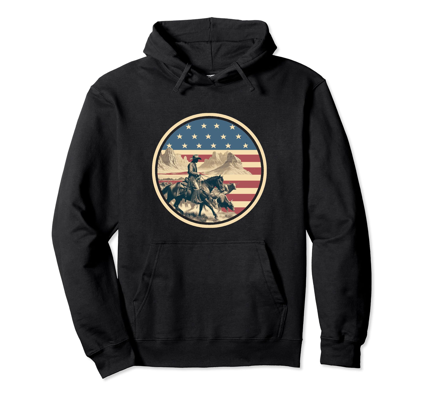 Cowboy Herding Cattle Cow Drive Horse Steers Hoodie - Graphic Print Unisex - T-Shirt, Sweatshirt, Hoodie