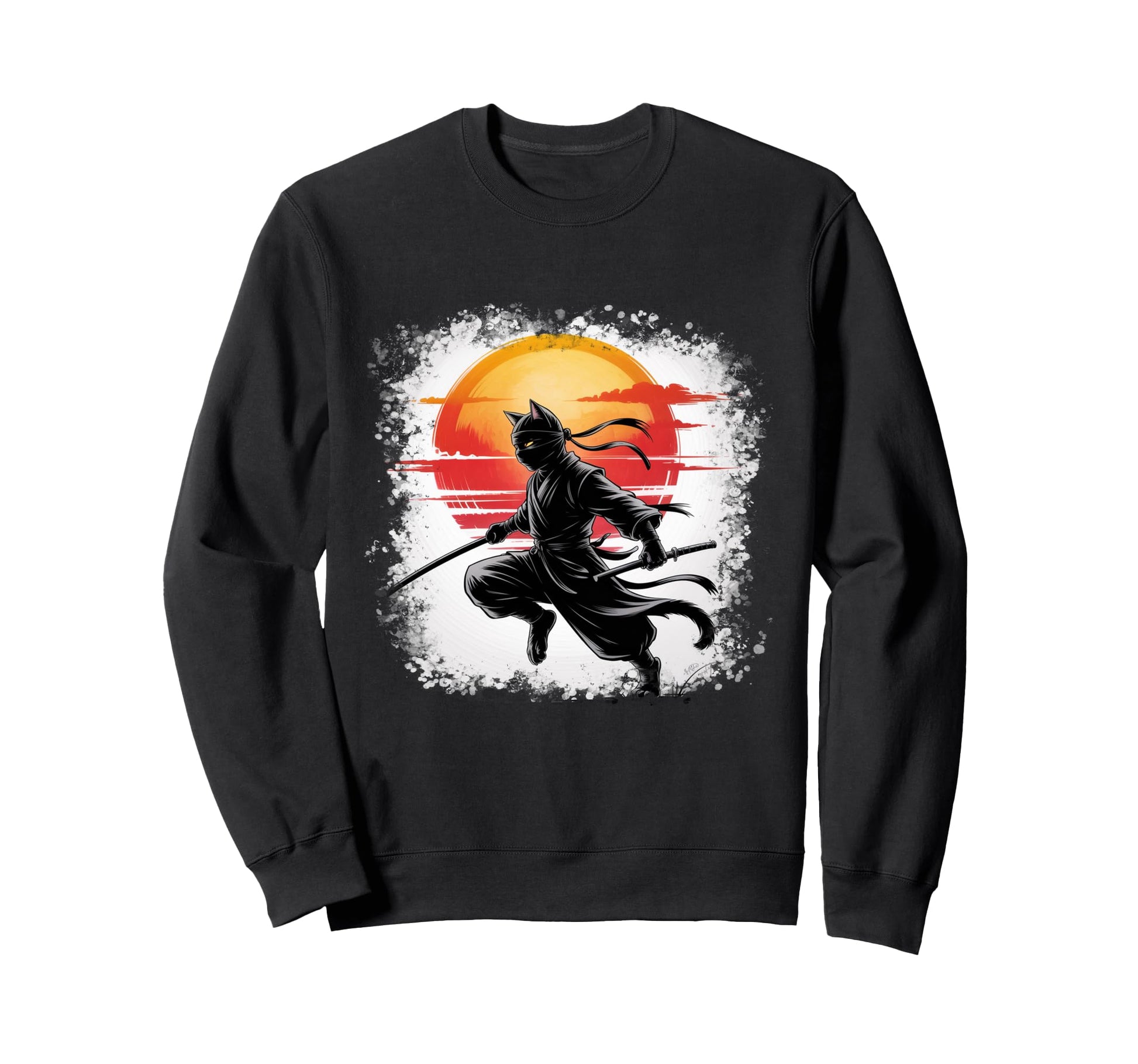 Bleached Samurai Cat Vibes Ninja Sweatshirt - Fun Novelty Design Unisex - T-Shirt, Sweatshirt, Hoodie