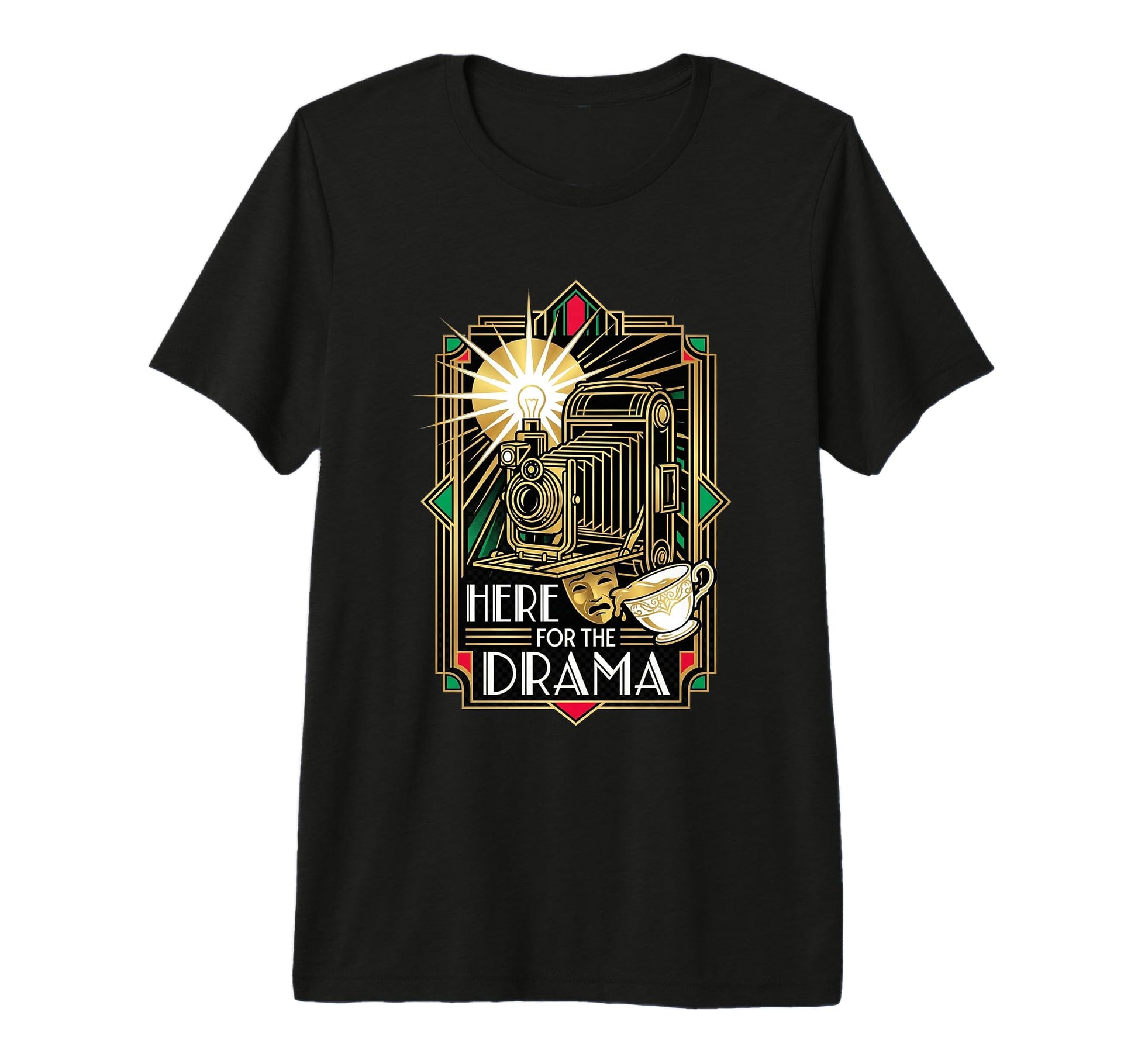 Here Drama Camera Art Deco T-Shirt - Custom Art Print for Adults - T-Shirt, Sweatshirt, Hoodie