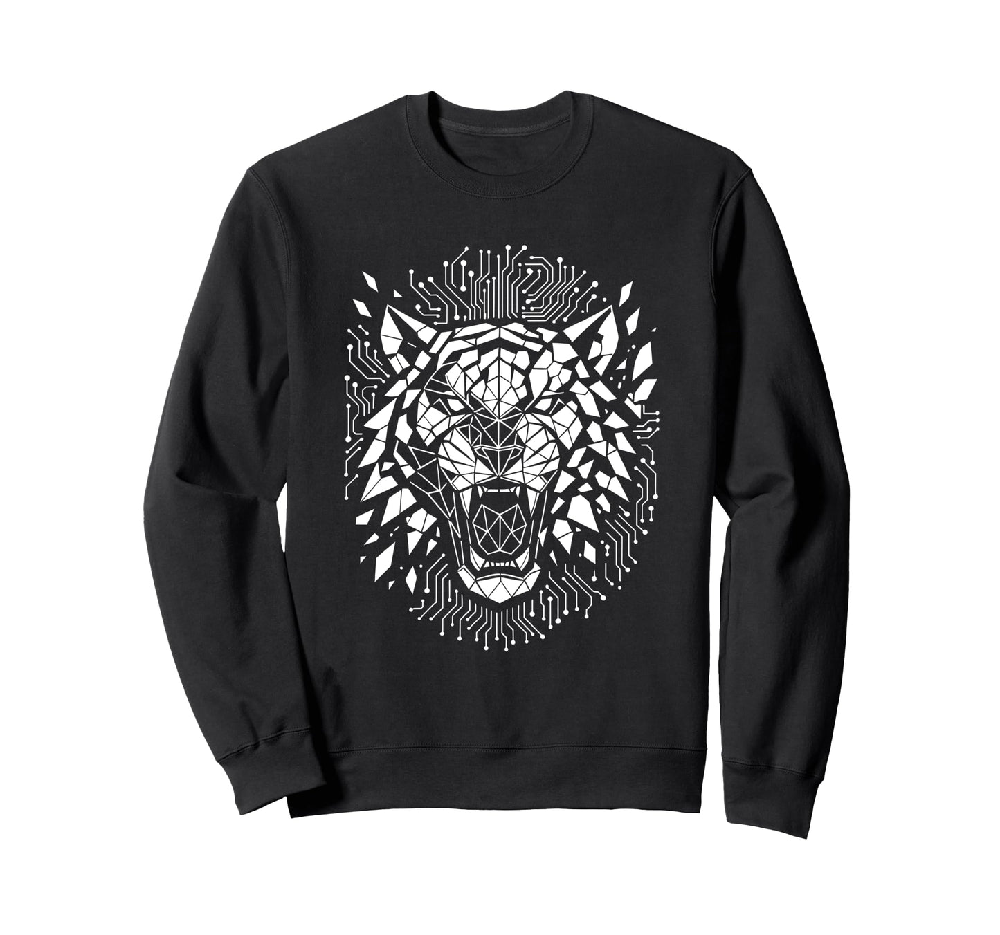 Cyber Tiger Geometric Techwear Sweatshirt - Custom Art Print for Adults - T-Shirt, Sweatshirt, Hoodie