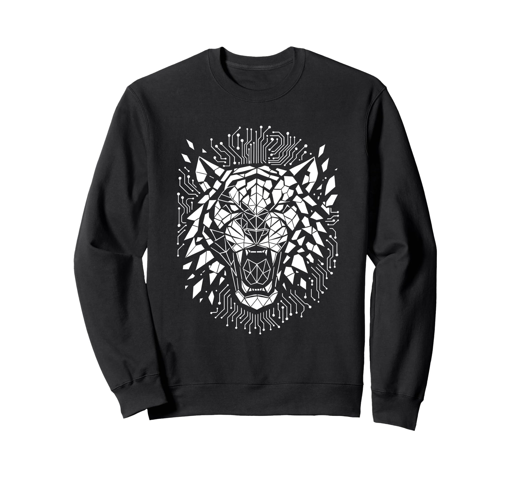 Cyber Tiger Geometric Techwear Sweatshirt - Custom Art Print for Adults - T-Shirt, Sweatshirt, Hoodie