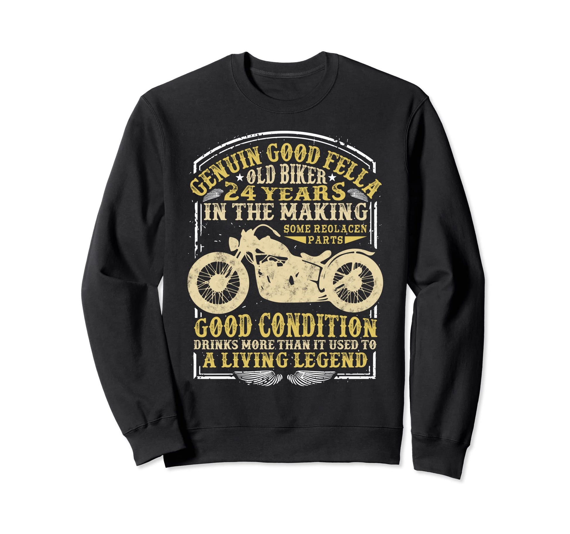 24 Years Old Biker Birthday Sweatshirt - Aesthetic Graphic Men Women - T-Shirt, Sweatshirt, Hoodie