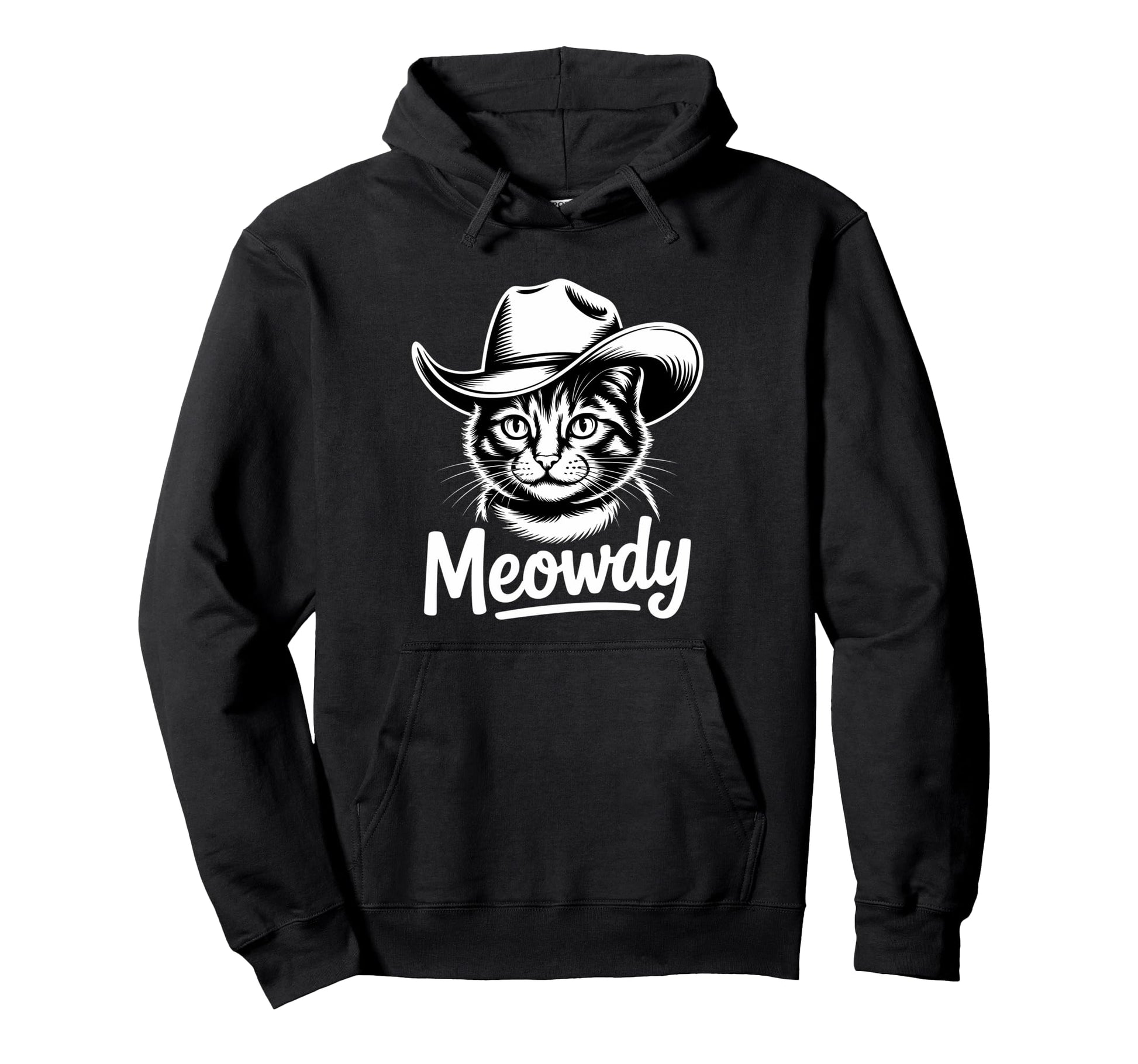 Meowdy Cat Western Country Funny Hoodie - Streetwear Style for Adults - T-Shirt, Sweatshirt, Hoodie