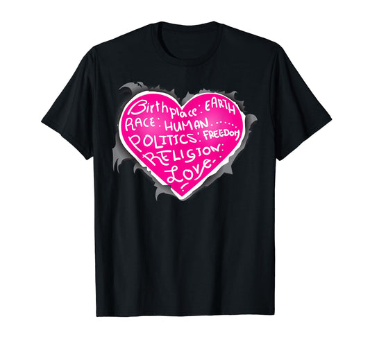 Birthplace Earth Race Human Freedom Love T-Shirt - Minimalist Print Unisex - T-Shirt, Sweatshirt, Hoodie