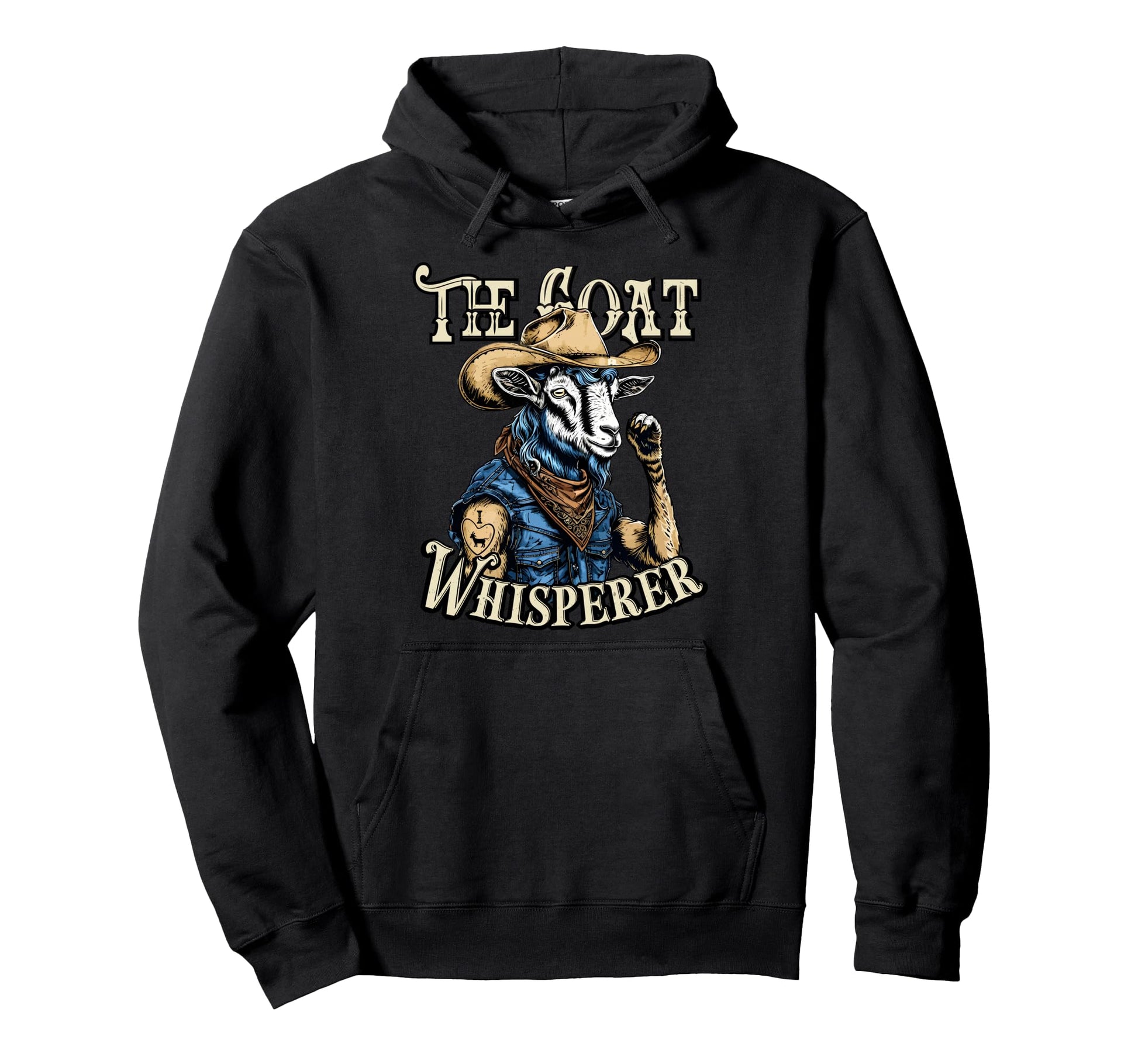 Funny Goat Whisperer Cowboy Western Goat Hoodie - Unique Graphic Men Women - T-Shirt, Sweatshirt, Hoodie