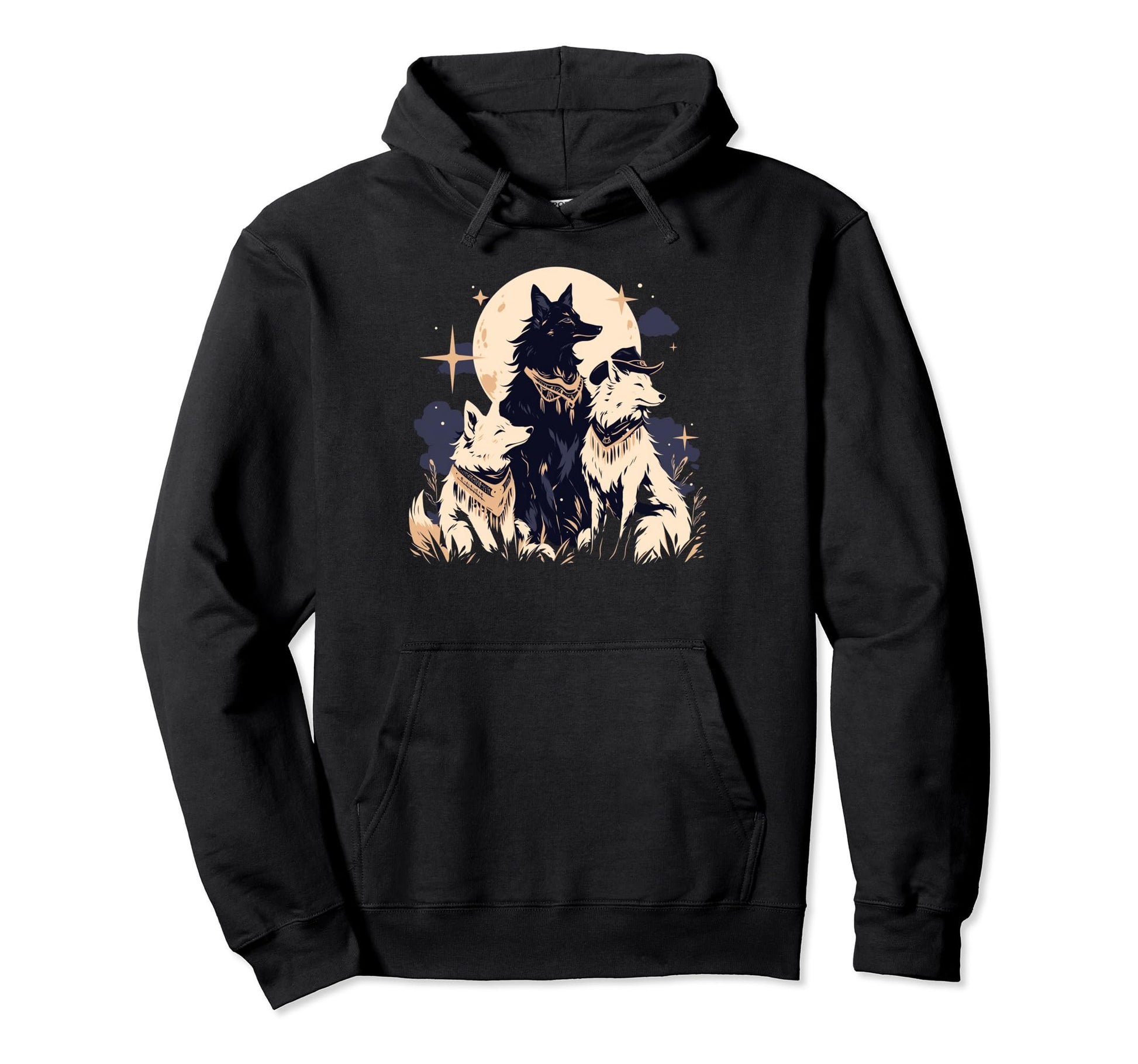 Fox Howling Moon Cowboy Funny Hoodie - Fun Novelty Design for Adults - T-Shirt, Sweatshirt, Hoodie