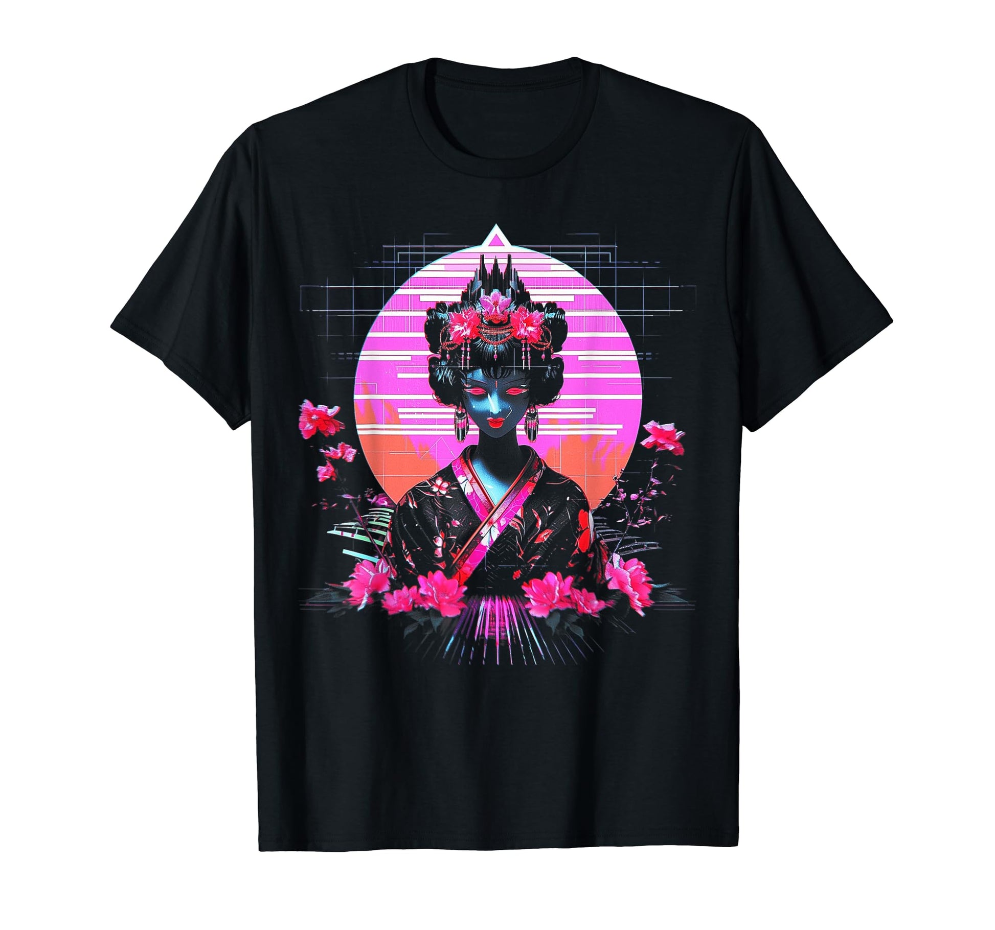 Vaporwave Geisha 80S Synthwave 11 T-Shirt - Fun Novelty Design for Adults - T-Shirt, Sweatshirt, Hoodie